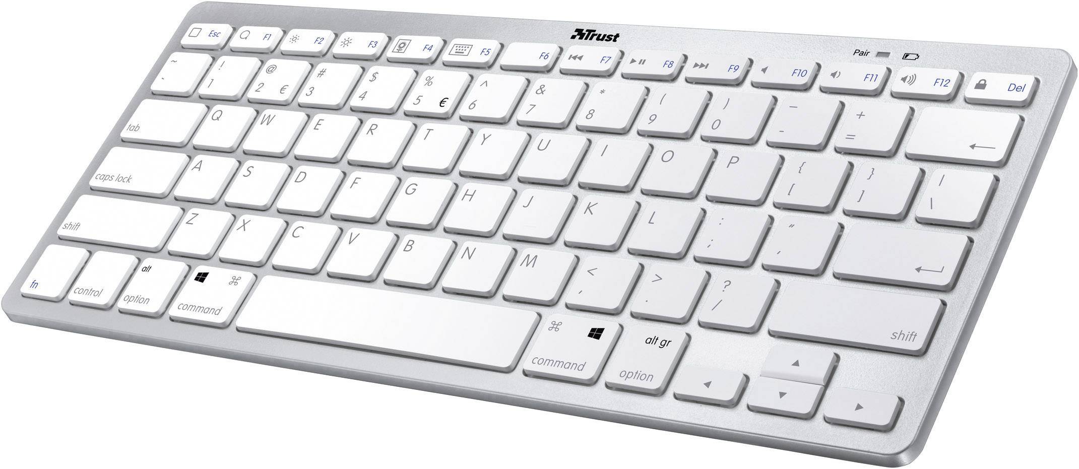 Trust Nado Bluetooth® Tastatur Deutsch, QWERTZ, Windows® Weiß, Hellgrau