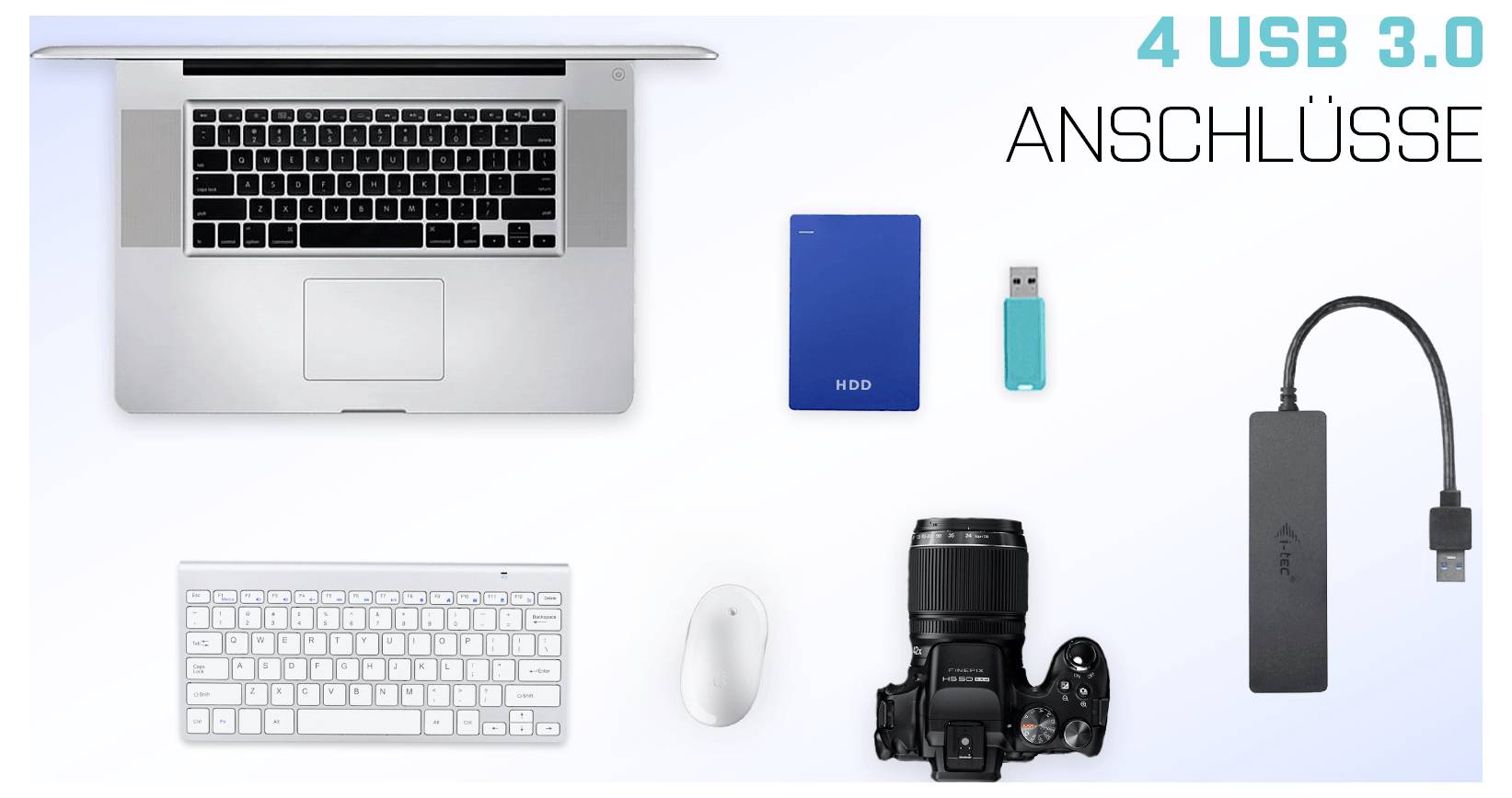 i-tec U3HUB404 USB-Hub 4 Port USB-A USB 3.0 5 GBit/s Schwarz USB 3.0 Slim Passive HUB 4 Port