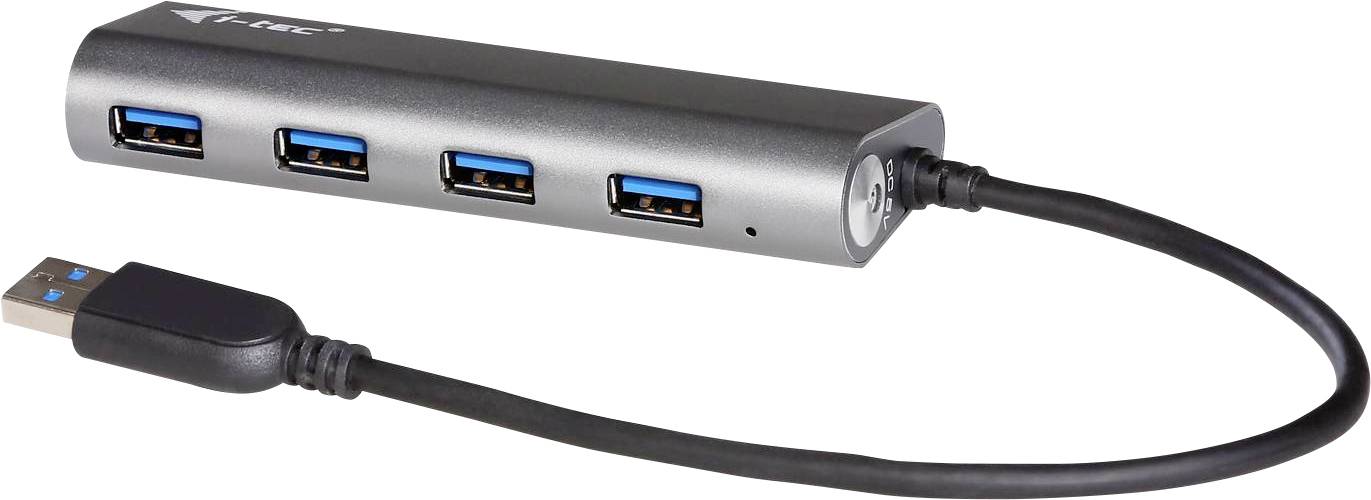 i-tec U3HUB448 USB-Hub 4 Port USB-A USB 3.2 Gen1 5 GBit/s Metallgehäuse Grau USB 3.0 Metal Charging HUB 4 Port