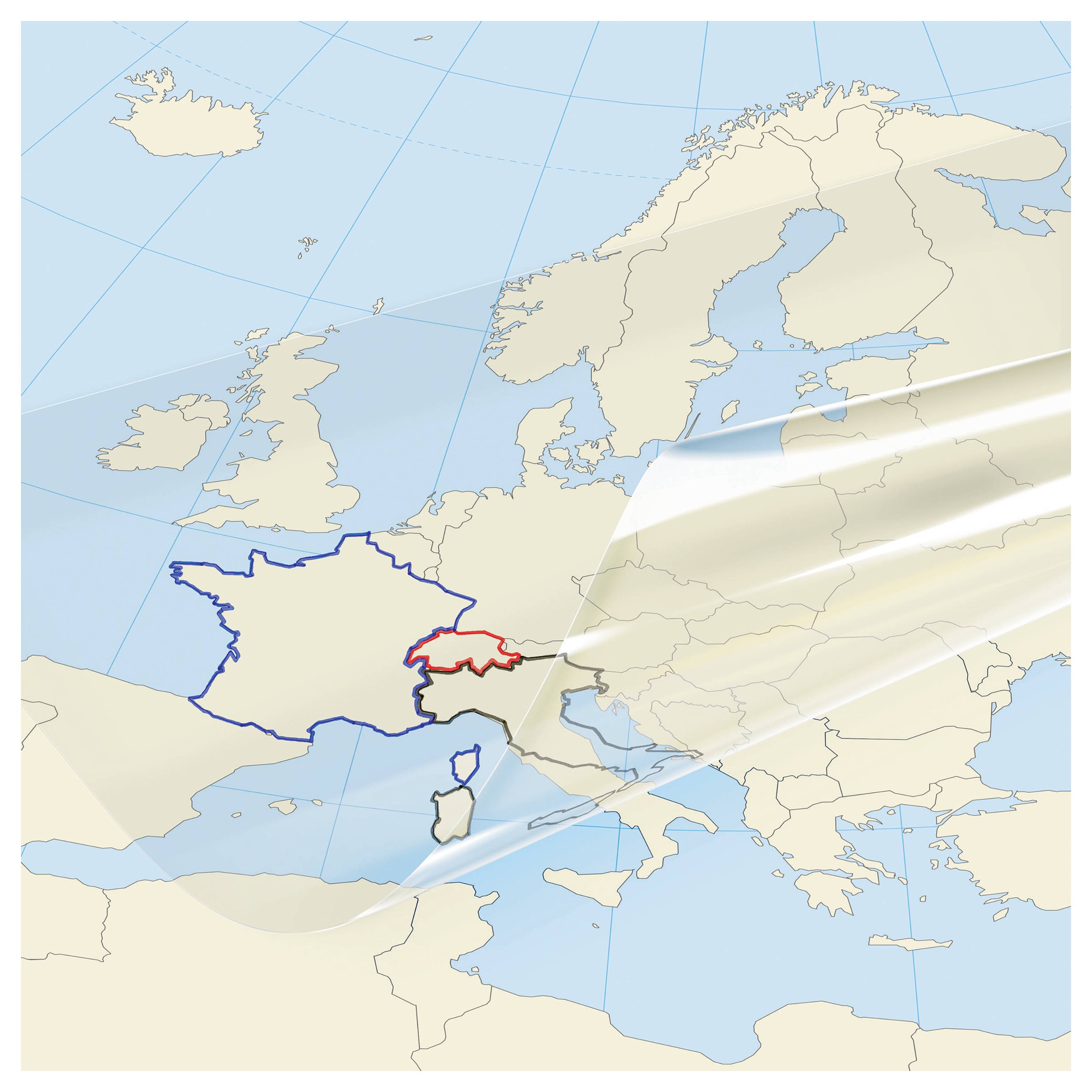 Karte von Europa mit Frankreich in Blau und Belgien in Rot hervorgehoben.