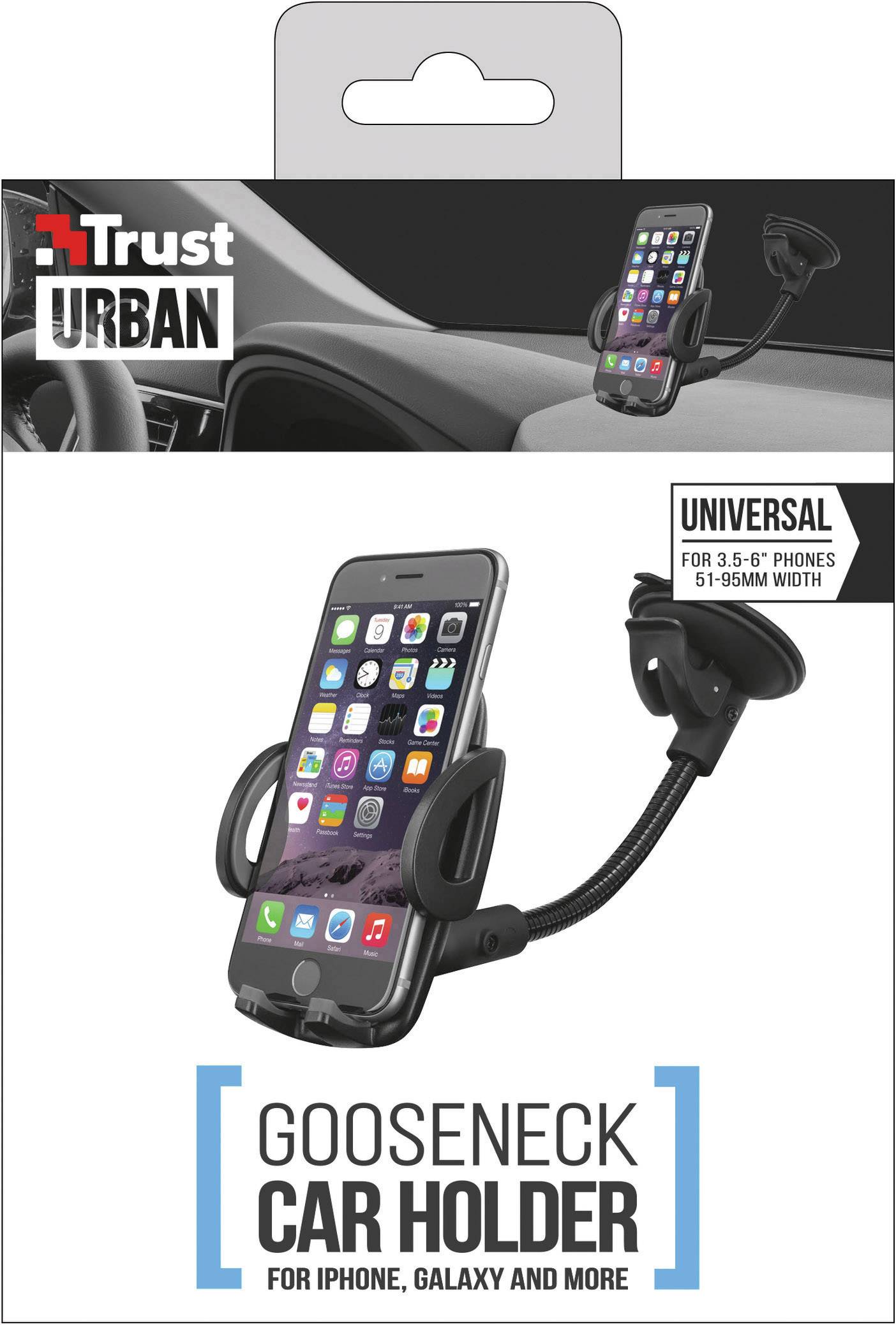 Trust 21721 Saugnapf Handy-Kfz-Halterung 360° drehbar 51 - 95 mm 6 Zoll (max)