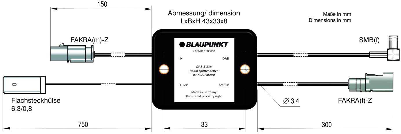Blaupunkt Auto-Antennen-Adapter SMBA-(FAKRA) Z Stecker 2006017472611