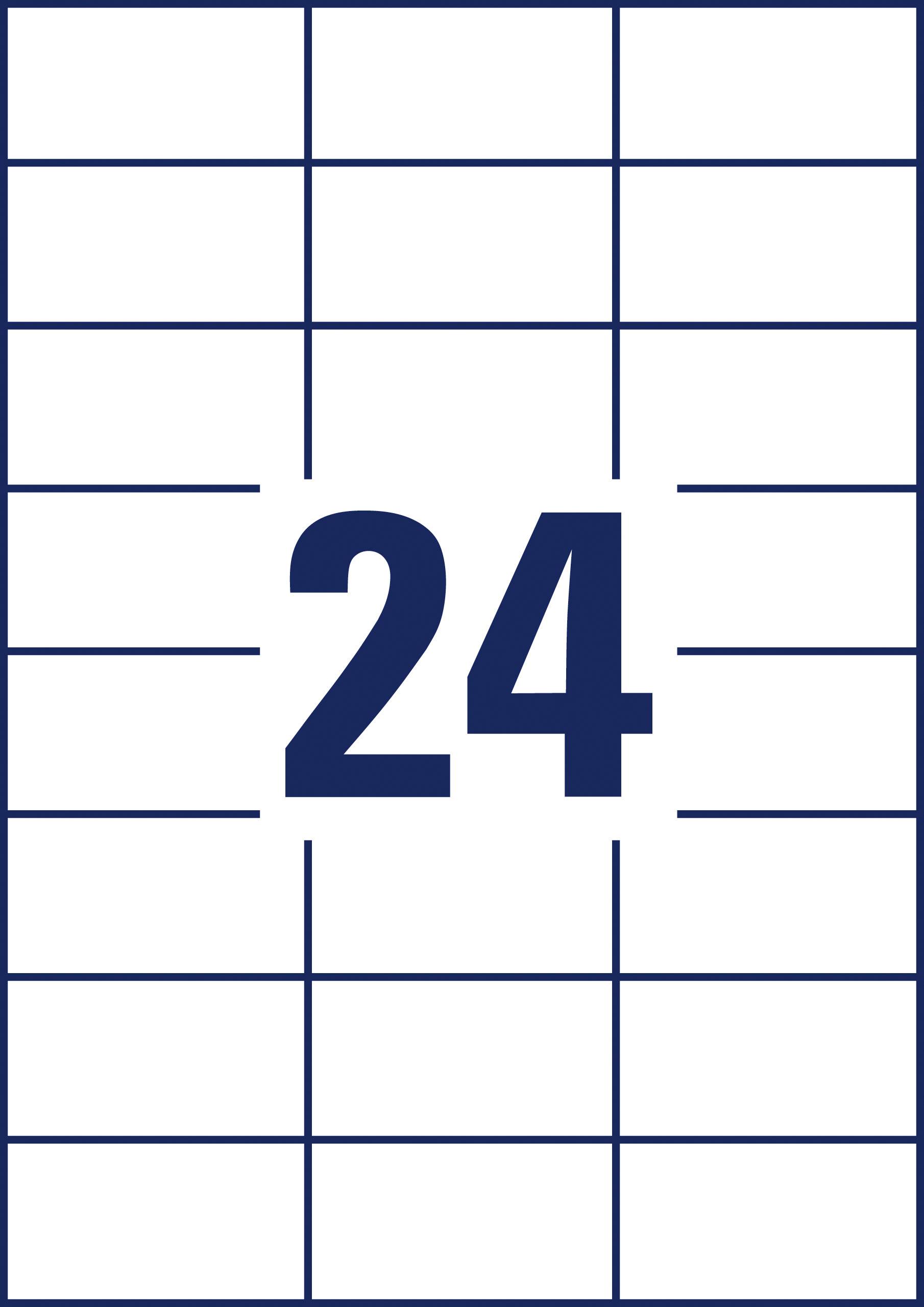 Die Zahl '24' in großer, fettgedruckter Schrift ist zentriert auf einem Gittermuster mit blauen Linien.