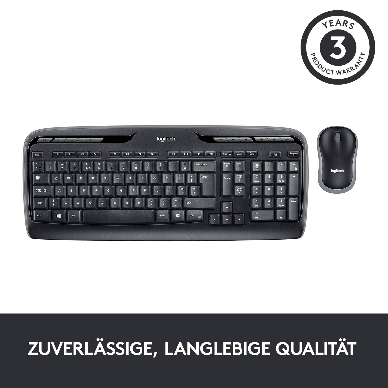 Logitech MK330 Funk Tastatur, Maus-Set Deutsch, QWERTZ Schwarz