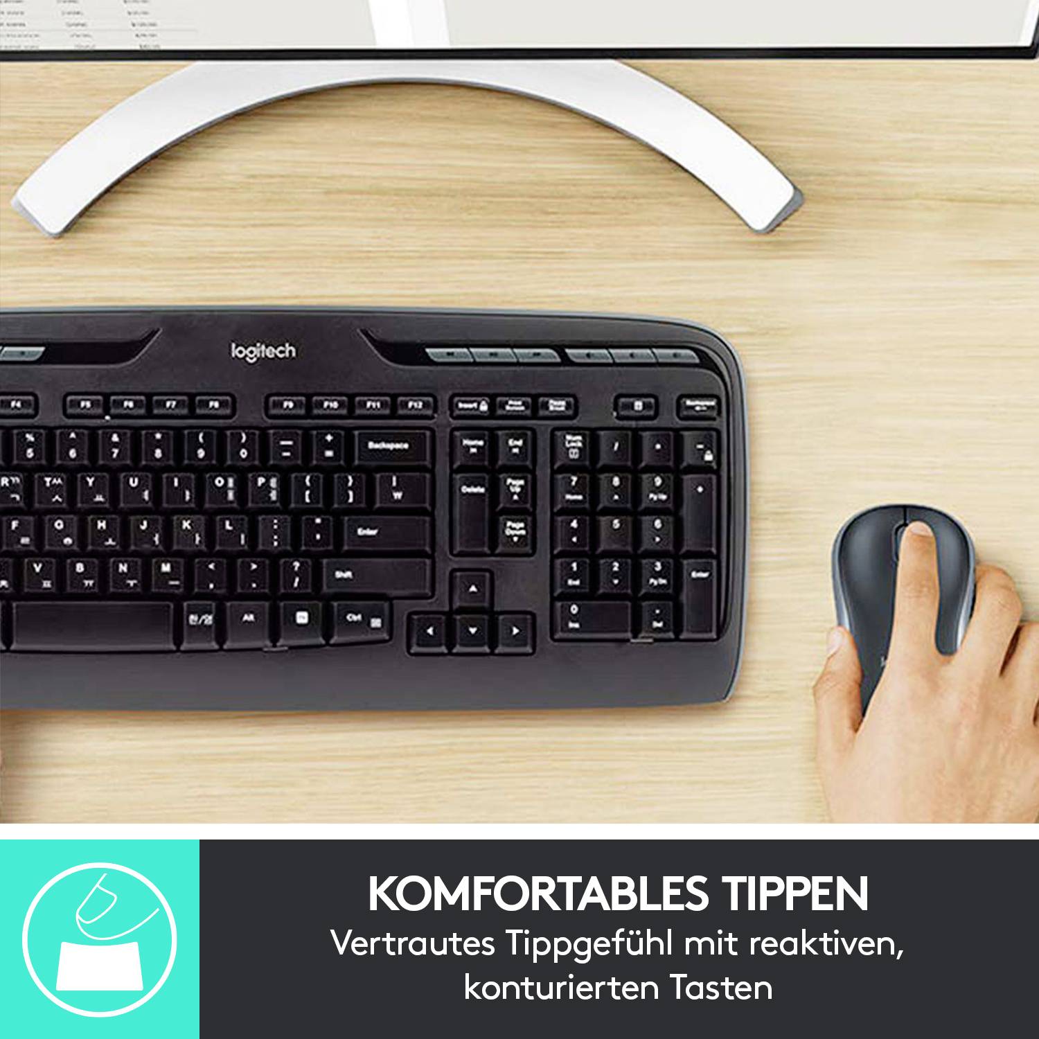 Logitech MK330 Funk Tastatur, Maus-Set Deutsch, QWERTZ Schwarz