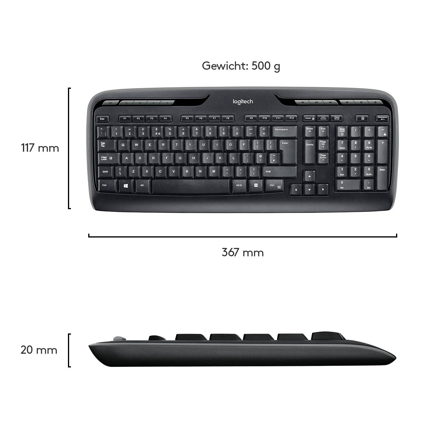 Logitech MK330 Funk Tastatur, Maus-Set Deutsch, QWERTZ Schwarz