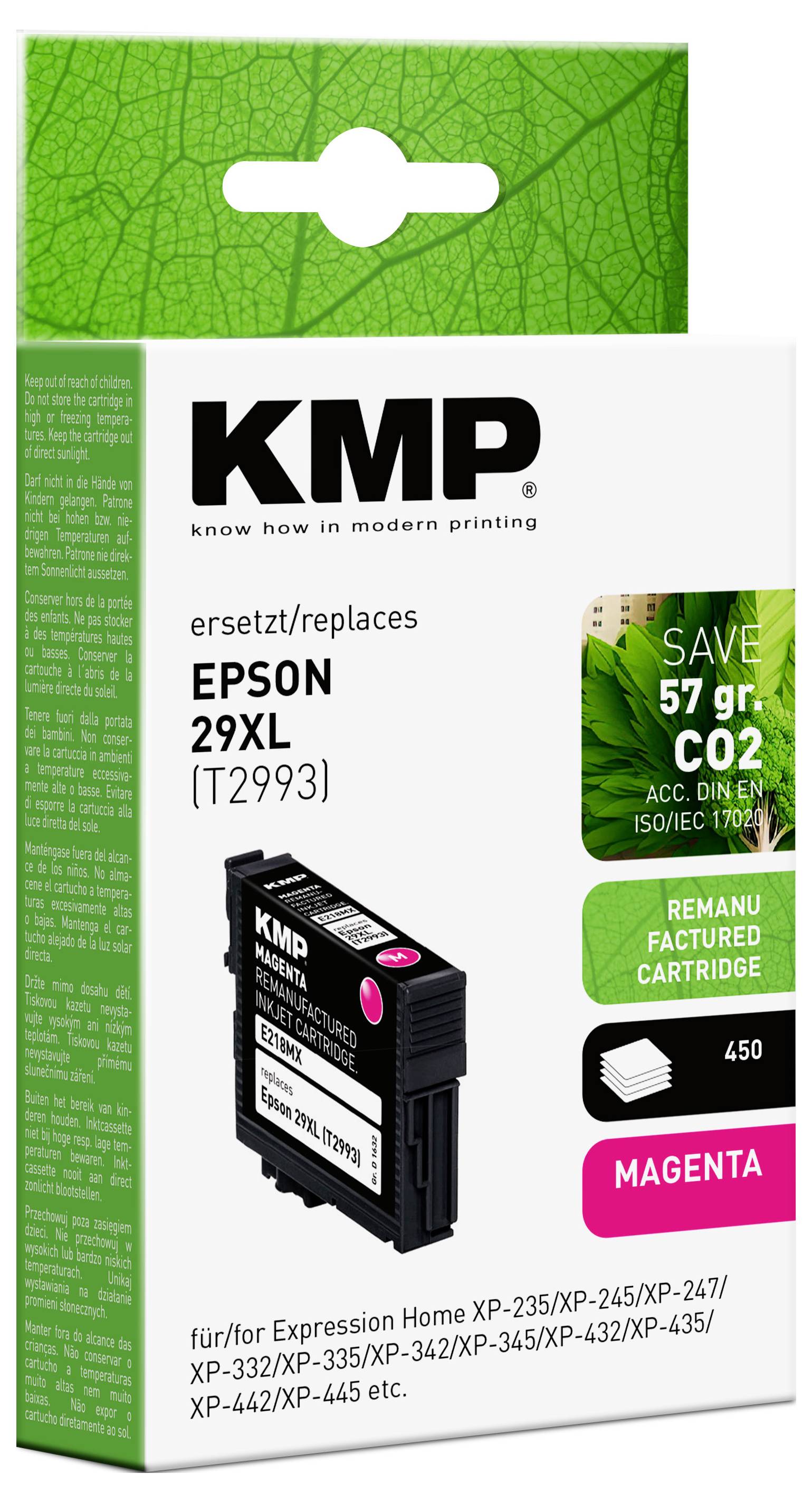 Epson 29XL (T2993) magentapatrone, wiederbefüllt, für Expression Home XP-Serie; spart 57g CO₂-Emissionen; druckt 450 Seiten.