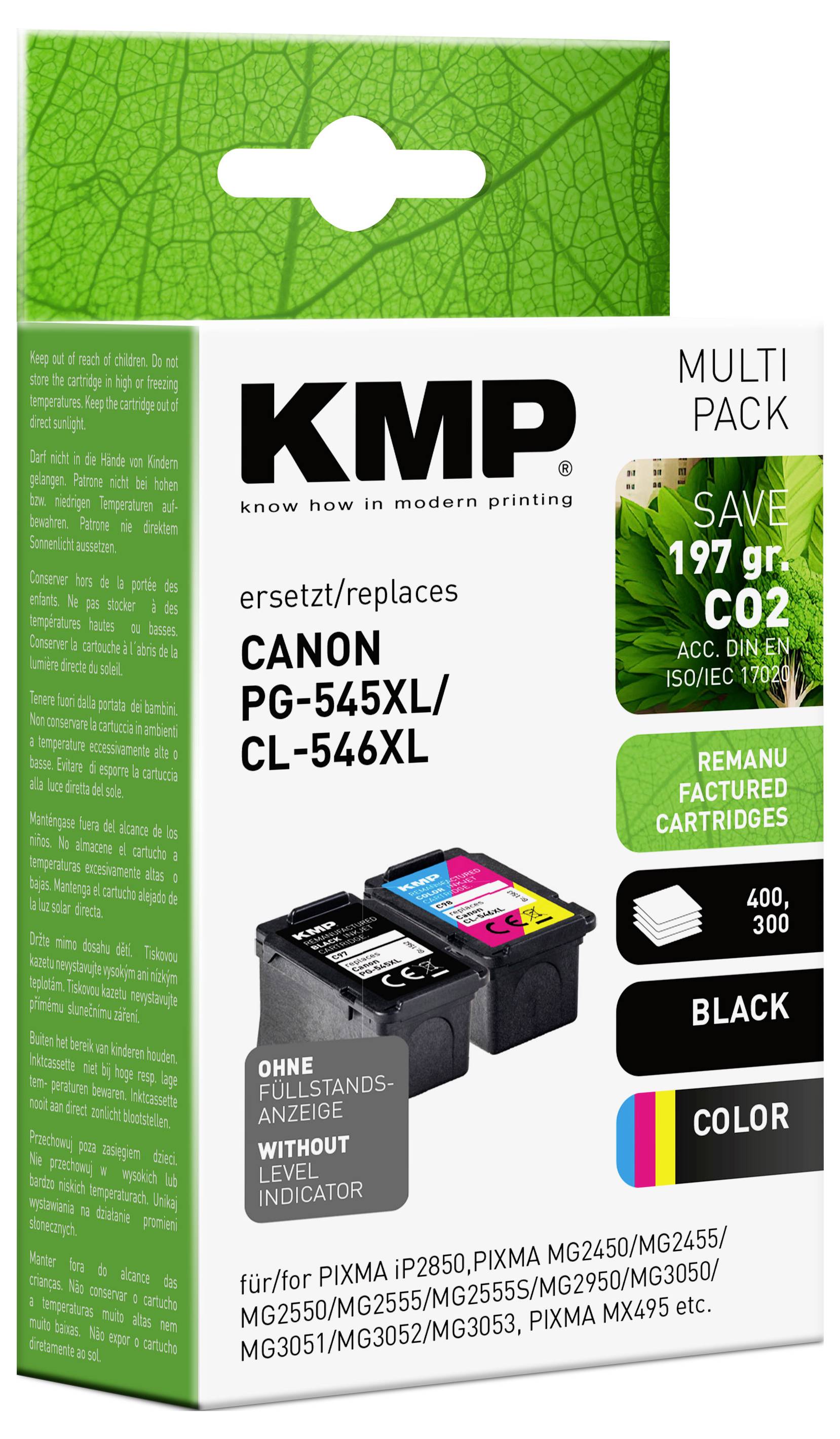 KMP Druckerpatrone ersetzt Canon PG-545XL, CL-546XL Kompatibel Kombi-Pack Schwarz, Cyan, Magenta, Gelb C97V 1562,4005