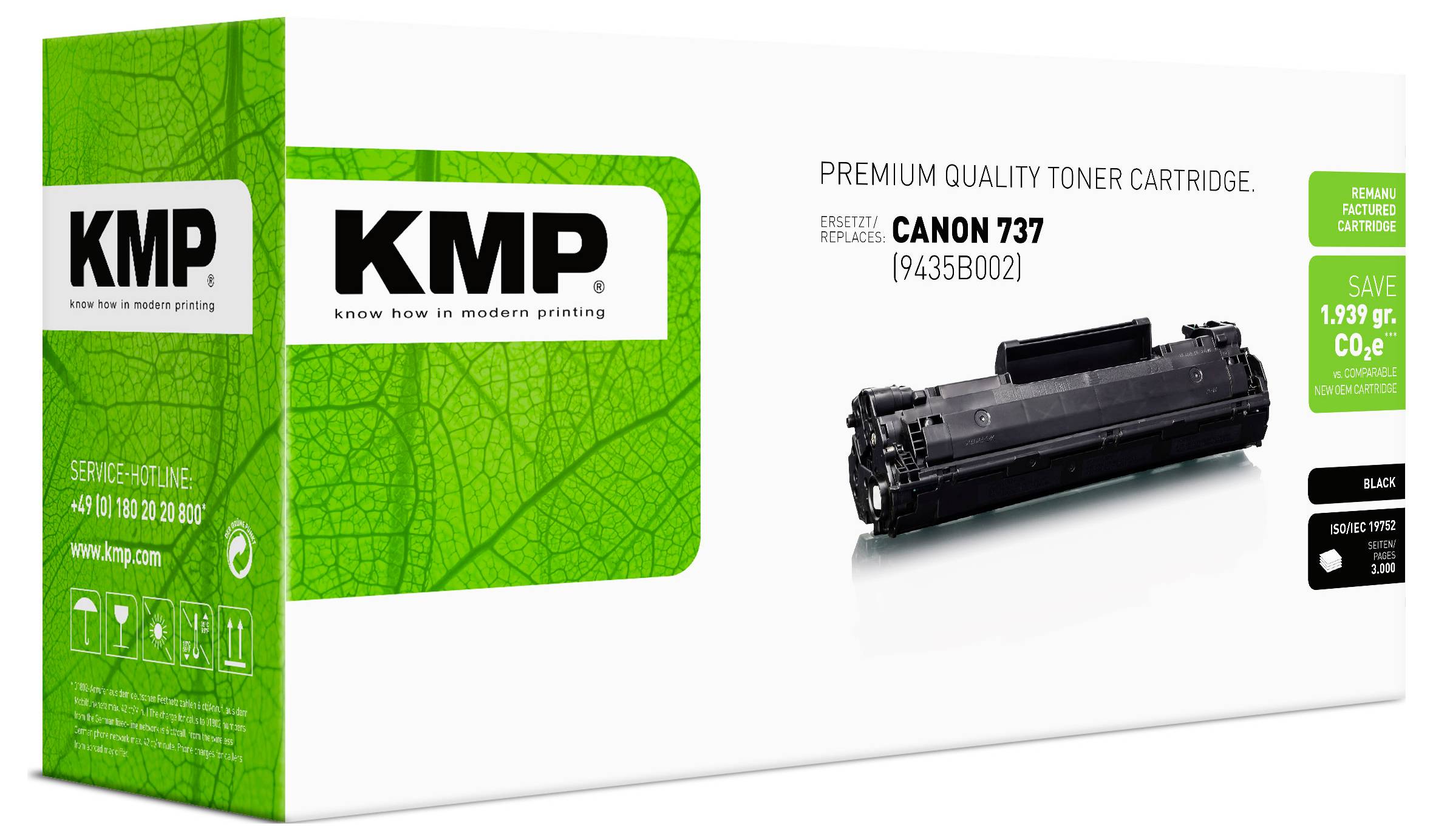 KMP Premium-Qualität Tonerpatrone für Canon 737, mit schwarzer Tonerpatrone und Kompatibilität mit Canon 737 (9435B002).
