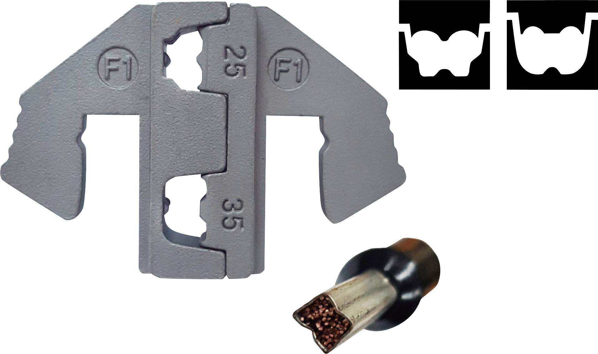 TOOLCRAFT PLE-0F1 Crimp-Einsätze Aderendhülsen Quetschbereich: 25 bis 35mm² Passend für Marke (Zangen): TOOLCRAFT PZ-500