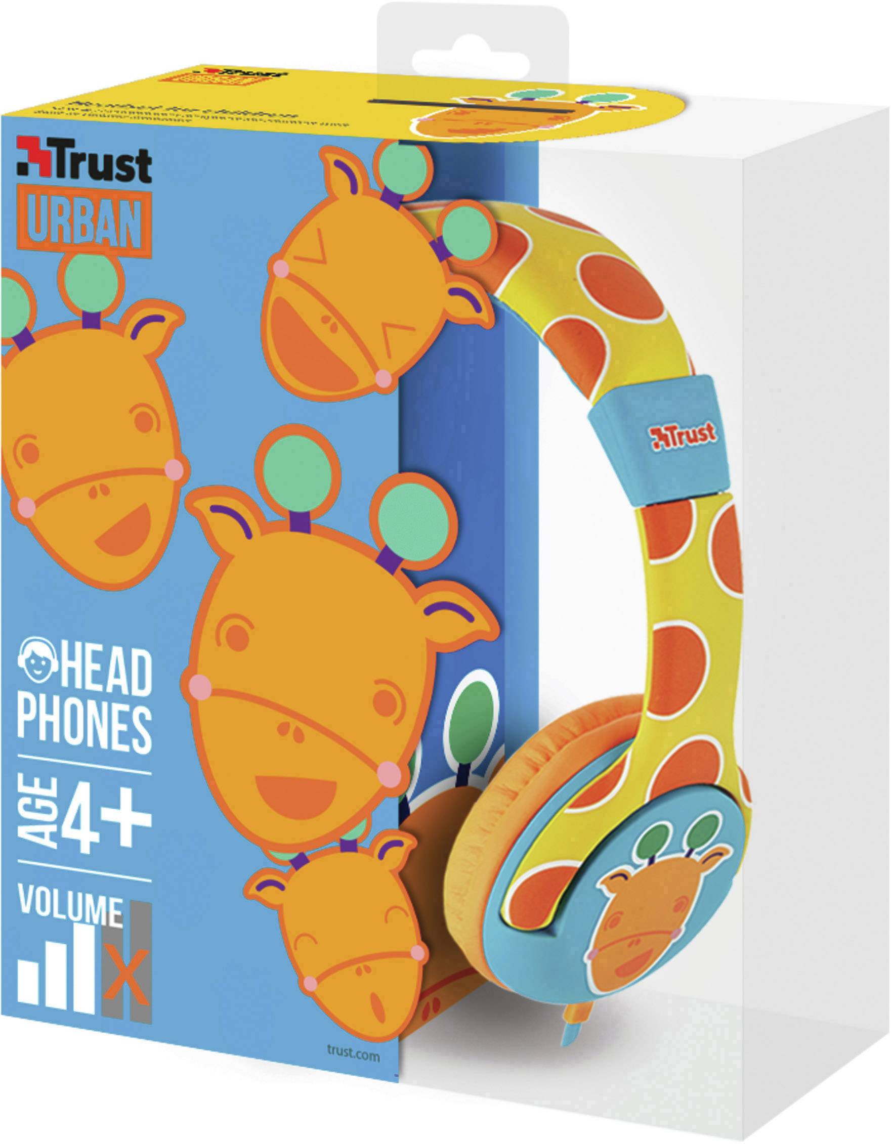 Trust Spila Giraffe On Ear Kopfhörer kabelgebunden Gelb Lautstärkebegrenzung, Lautstärkeregelung Kinder
