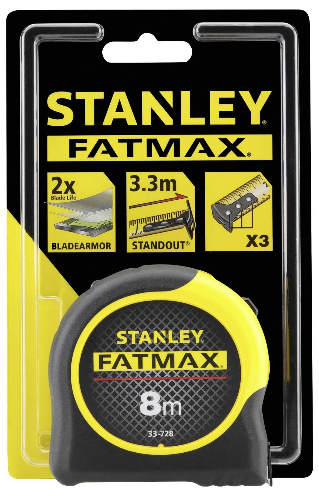 Taschenrollbandmaß FatMax L.8m B.32mm mm/cm EG II Ku.Festst.SB STANLEY