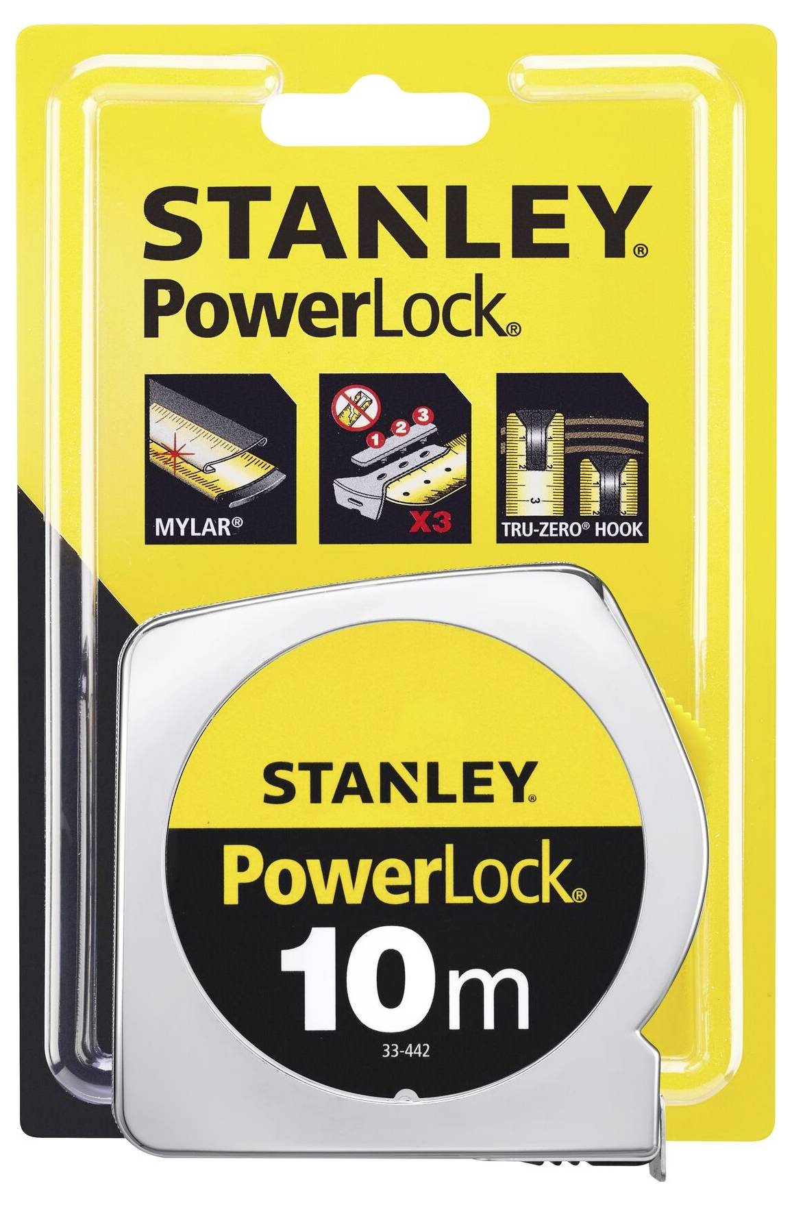 Taschenrollbandmaß PowerLock® L.10m B.25mm mm/cm EG II Ku.Clip lose