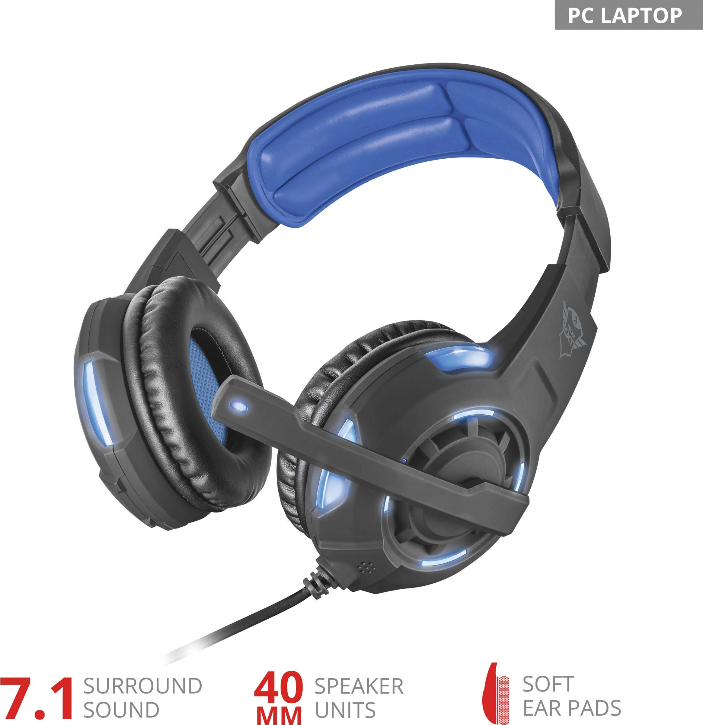 Trust GXT 350 Radius Gaming Over Ear Headset kabelgebunden 7.1 Surround Schwarz Mikrofon-Stummschaltung