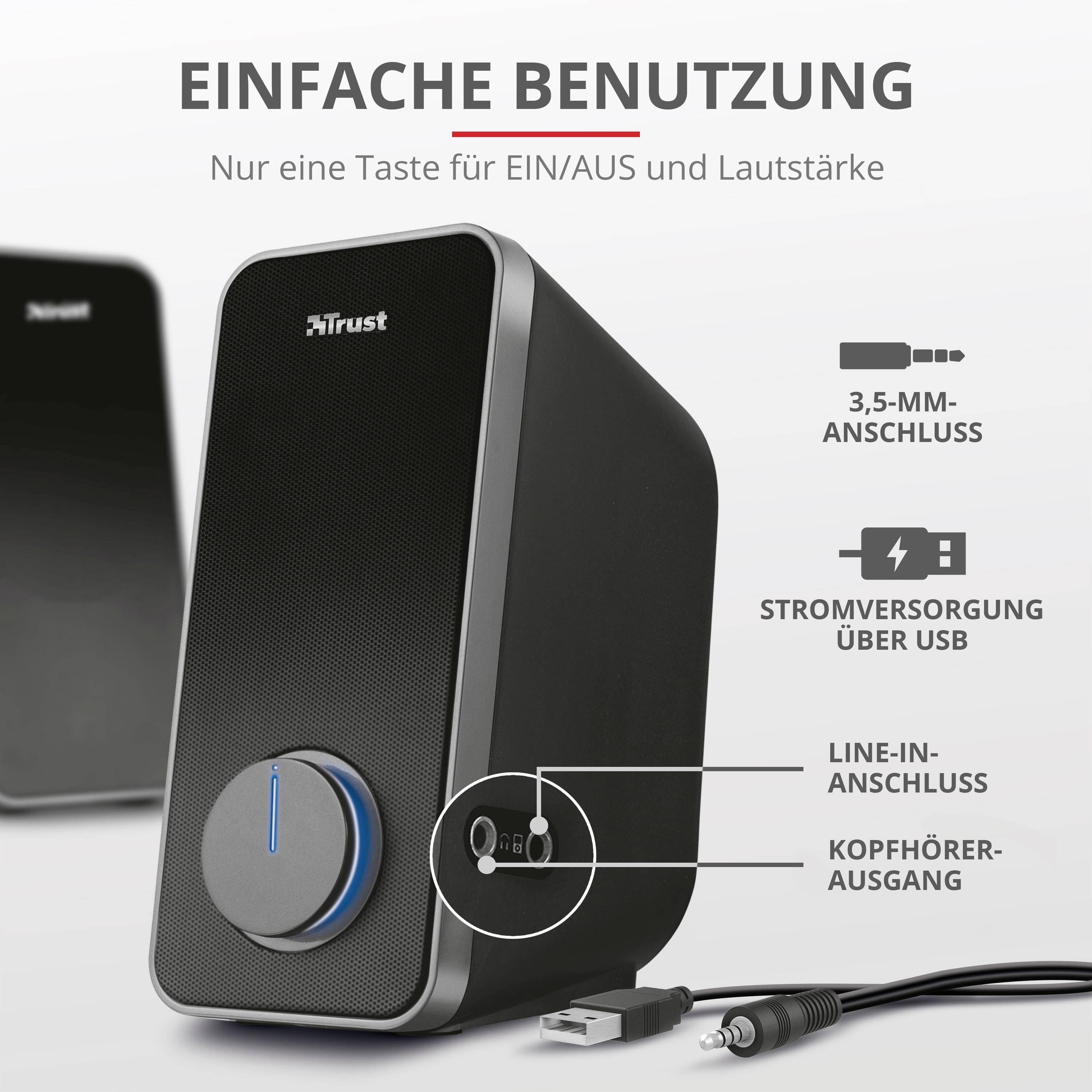 Trust Arys 2.0 PC-Lautsprecher Kabelgebunden 14 W Schwarz