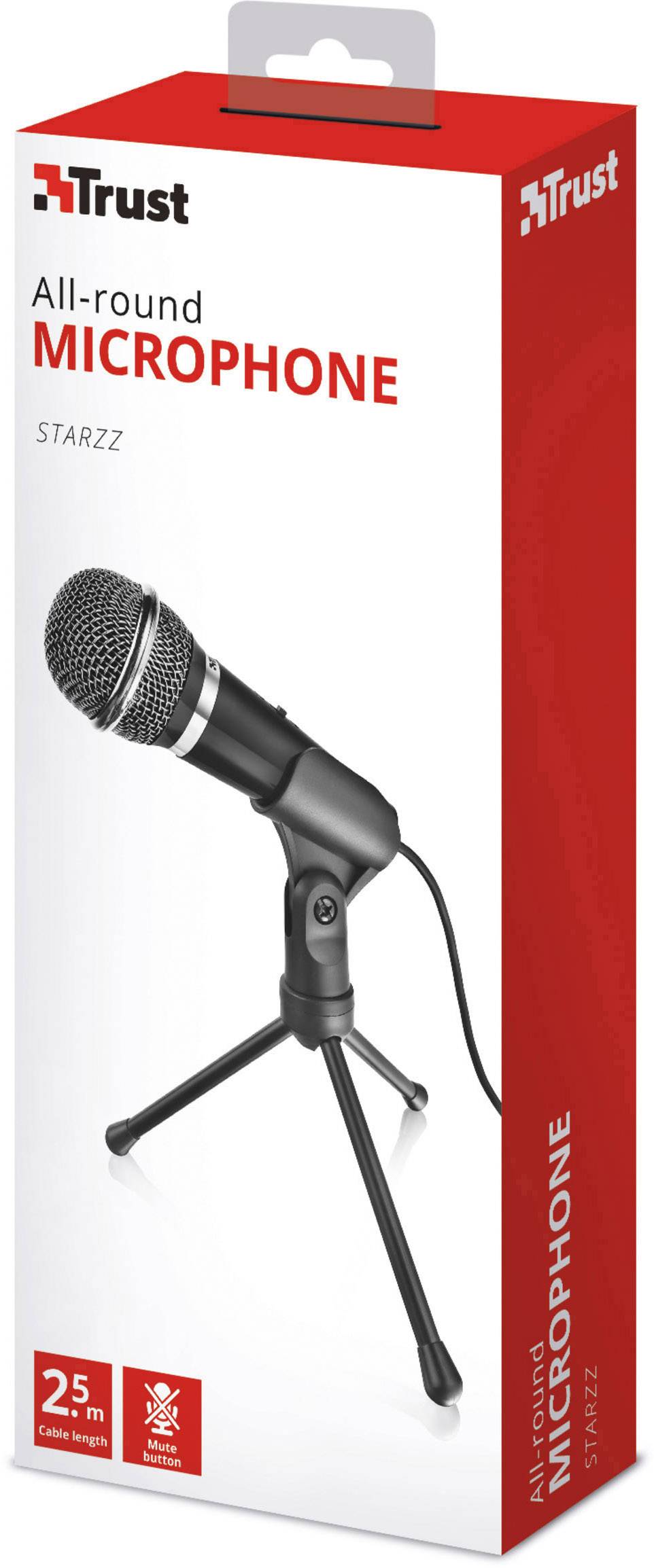 Trust Starzz Stand PC-Mikrofon Übertragungsart (Details):Kabelgebunden Mikrofon (3.5mm Klinke) Kabelgebunden Schwarz
