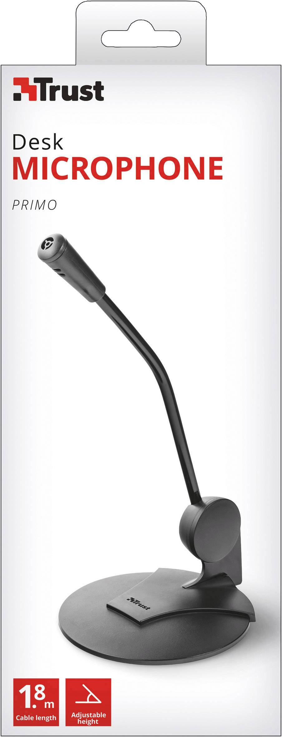 Trust Primo Stand PC-Mikrofon Übertragungsart (Details):Kabelgebunden Audio, stereo (3.5mm Klinke) Kabelgebunden Schwarz