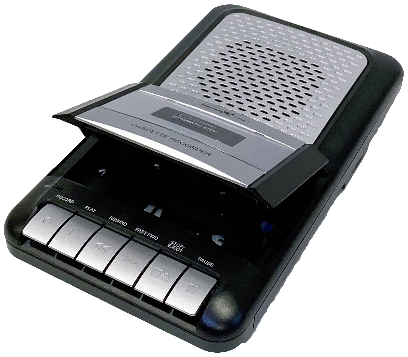 Reflexion CCR8012 Retro Kassettenrecorder mit Radio UKW, MW Analoges Diktiergerät, Kassette, USB, MP3, AUX Aufnahmefunktion, Inkl. Mikrofon Schwarz
