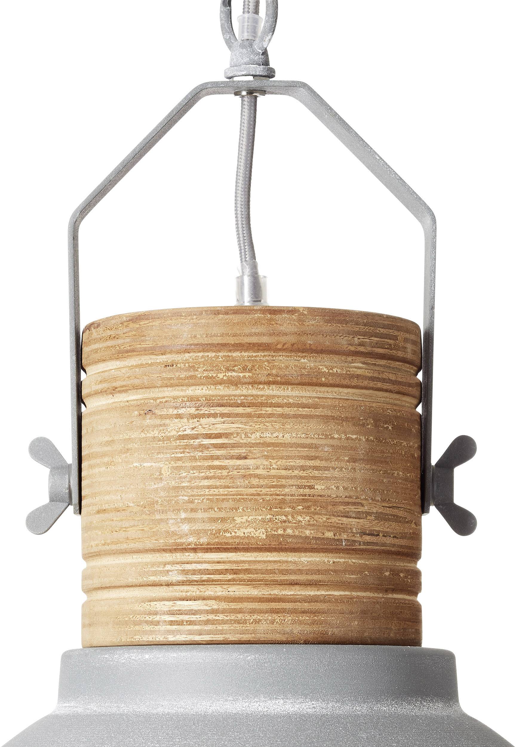 Brilliant Frieda 93630/70 Pendelleuchte LED E27 60 W Beton-Grau, Holz