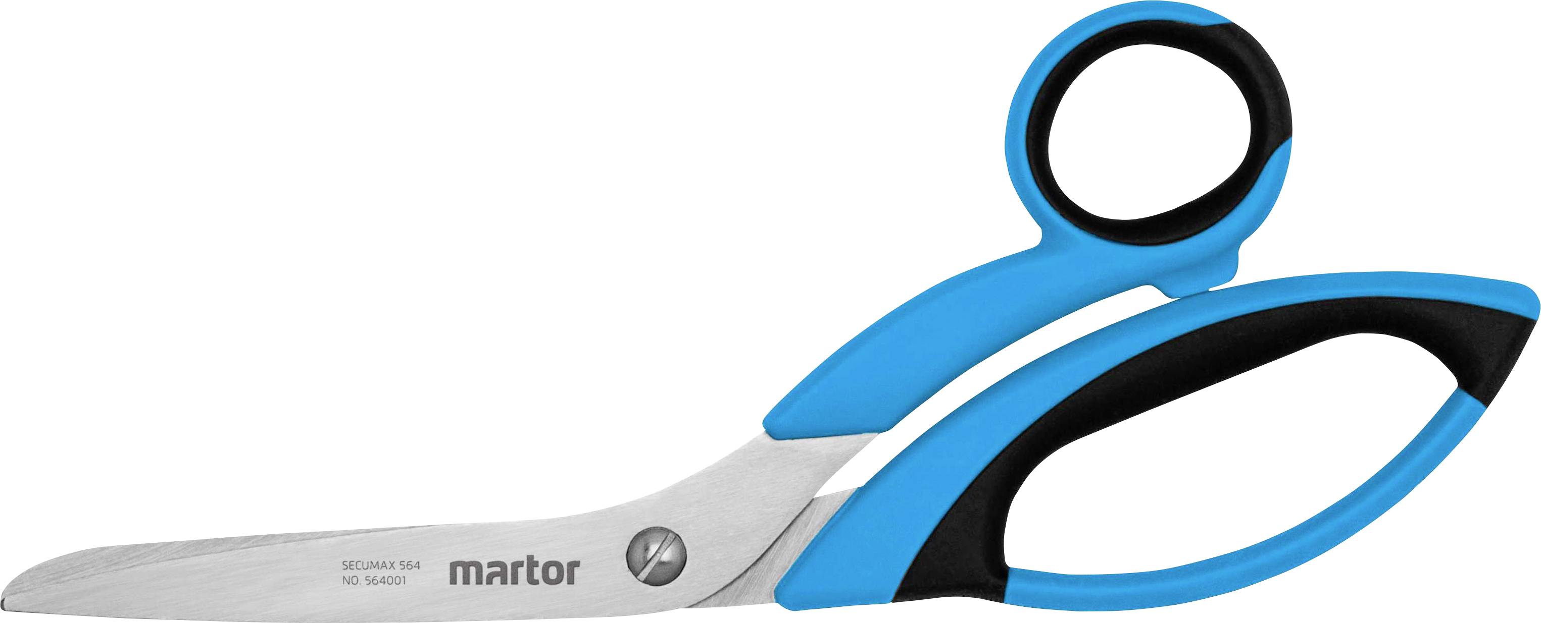 Eine blaue Schere mit ergonomischem Griff und Edelstahlklinge, geeignet für präzises Schneiden in Büro oder Haushalt.