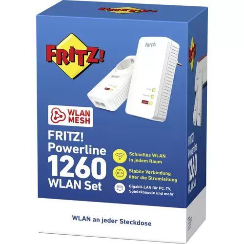 AVM FRITZ!Powerline 1260 WLAN Set Powerline WLAN Network Kit 20002795 1200MBit/s AVM FRITZ!Powerline 1260 WLAN Set Powerline WLAN Network Kit 20002795 1200MBit/s