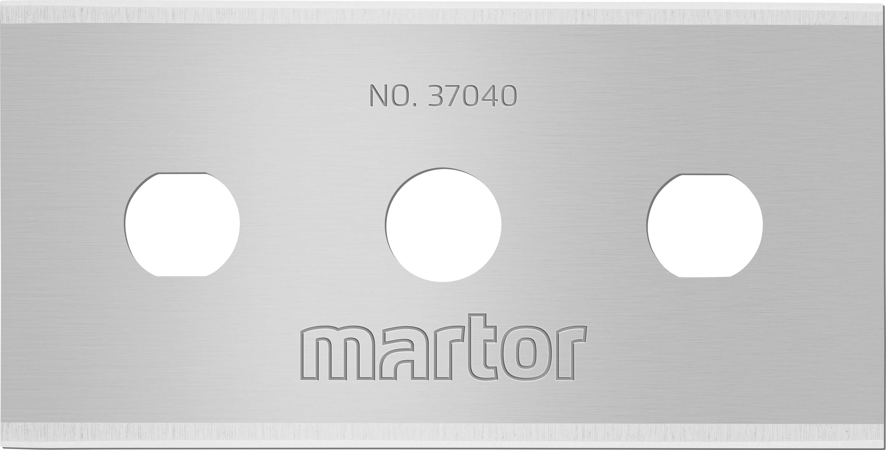 Dreiloch-Ersatzklinge aus Metall mit der Aufschrift 'NO. 37040' und 'martor'.