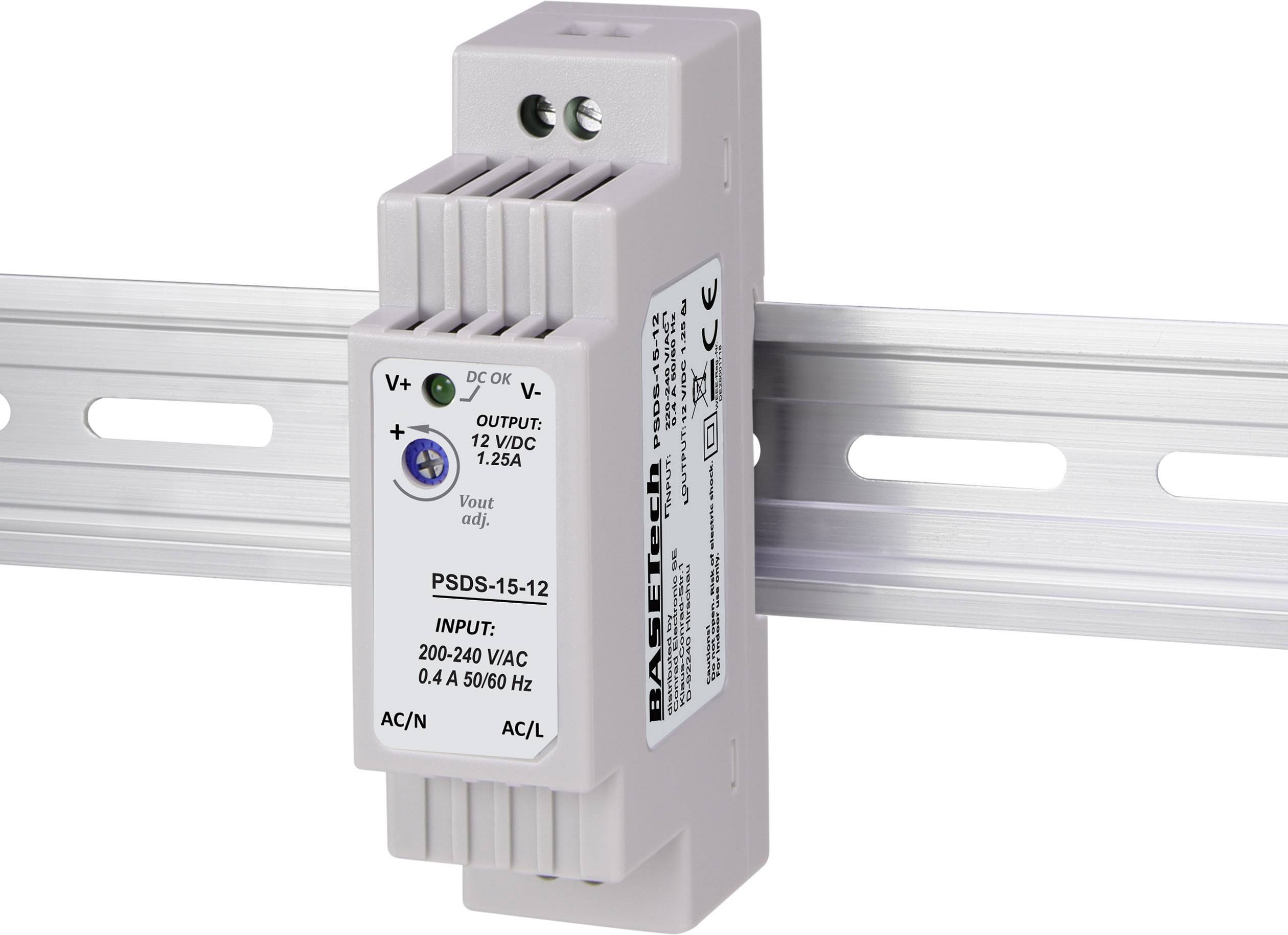 Basetech Hutschienen-Netzteil (DIN-Rail) PSDS-15-12 12V 1.25A 15W 1 x