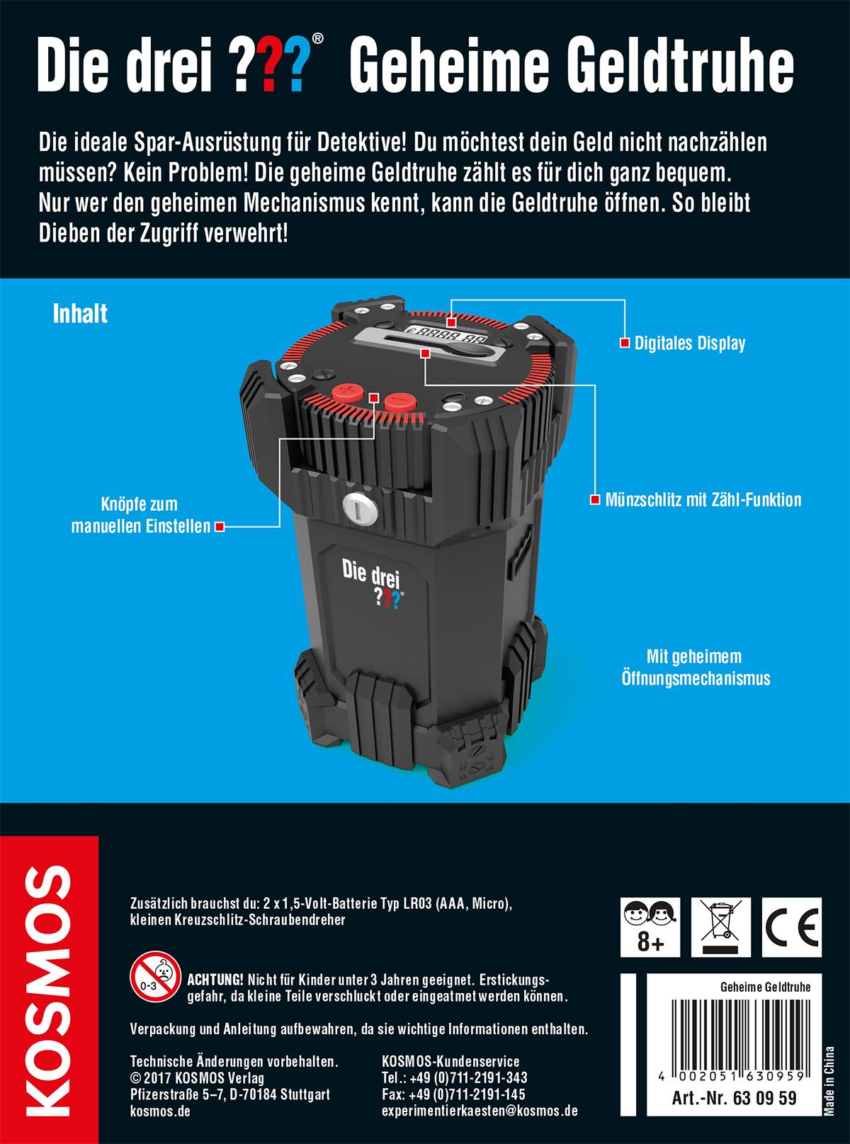 Kosmos 630959 Die drei ??? Geheime Geldtruhe Die drei ???, Detektiv & Zauberkästen Fertiggerät ab 8 Jahre