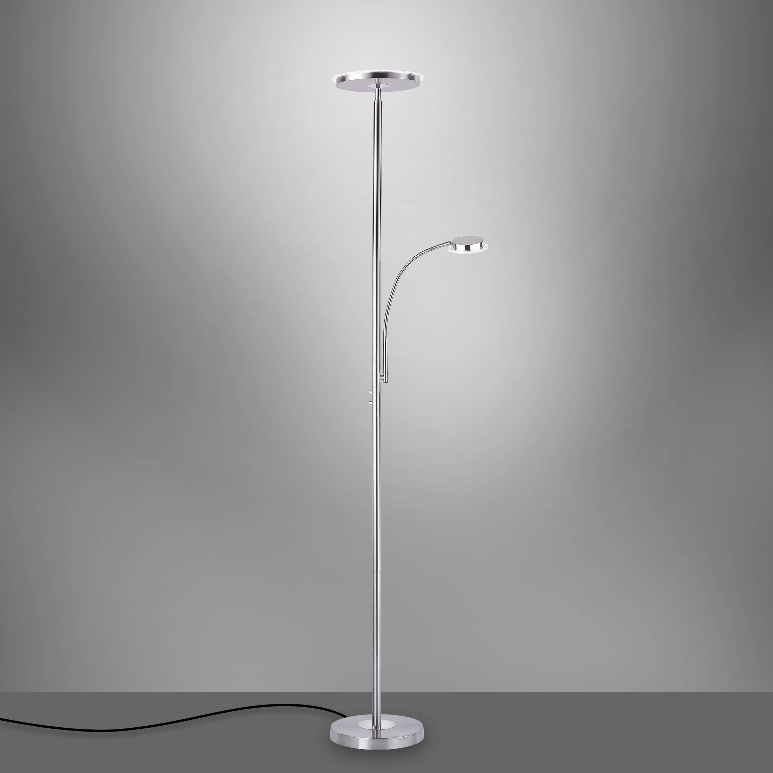 Just Light Hans LED-Deckenfluter mit Leselampe LED 26 W Stahl