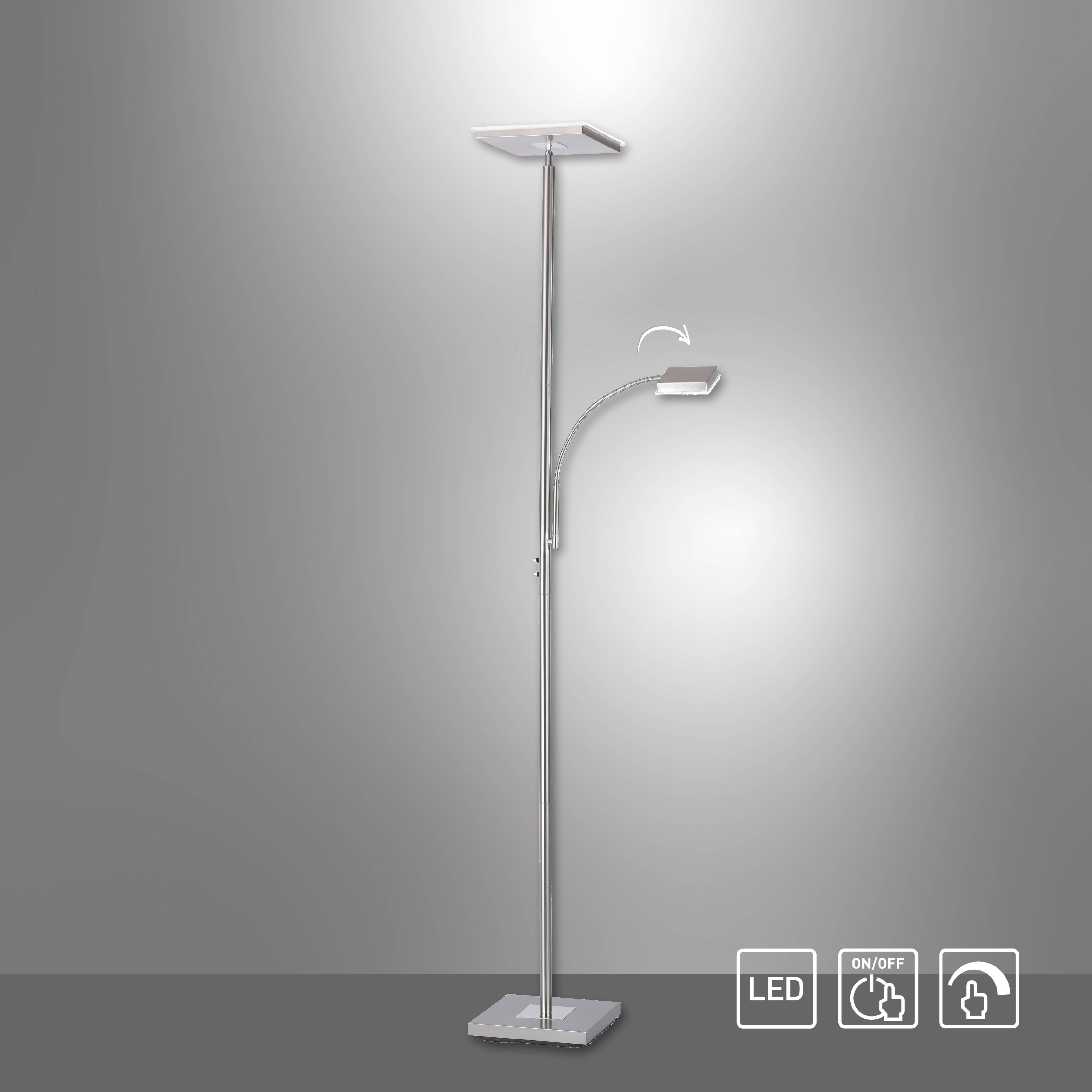 Just Light Hans LED-Deckenfluter mit Leselampe LED 26W Stahl