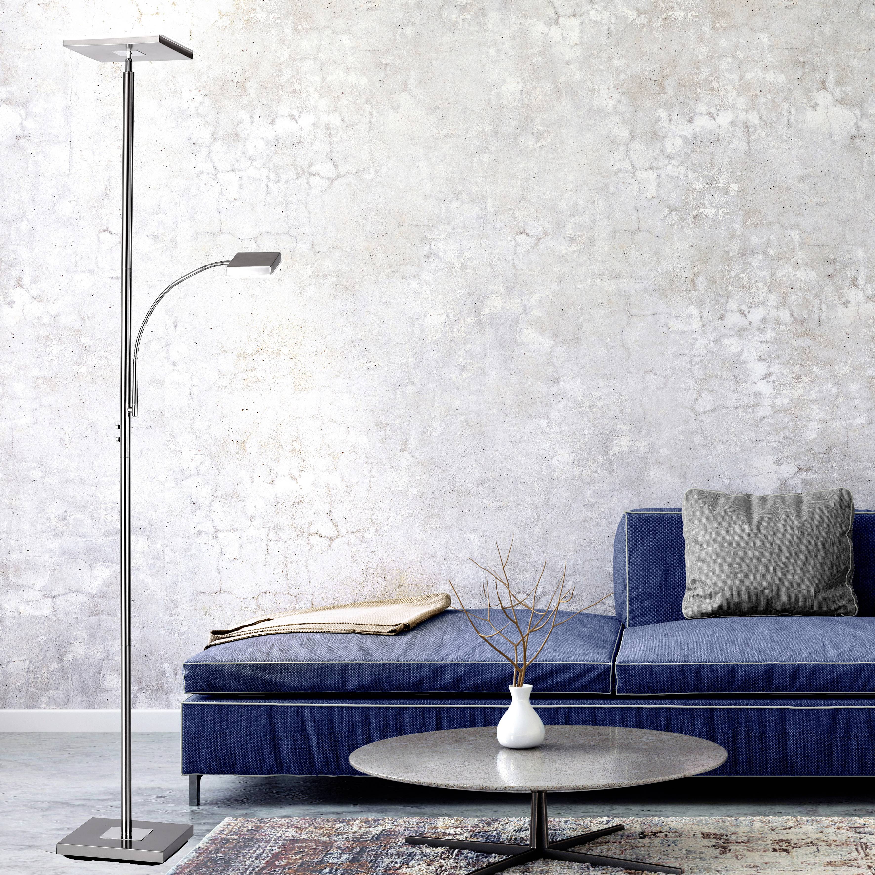 Just Light Hans LED-Deckenfluter mit Leselampe LED 26W Stahl