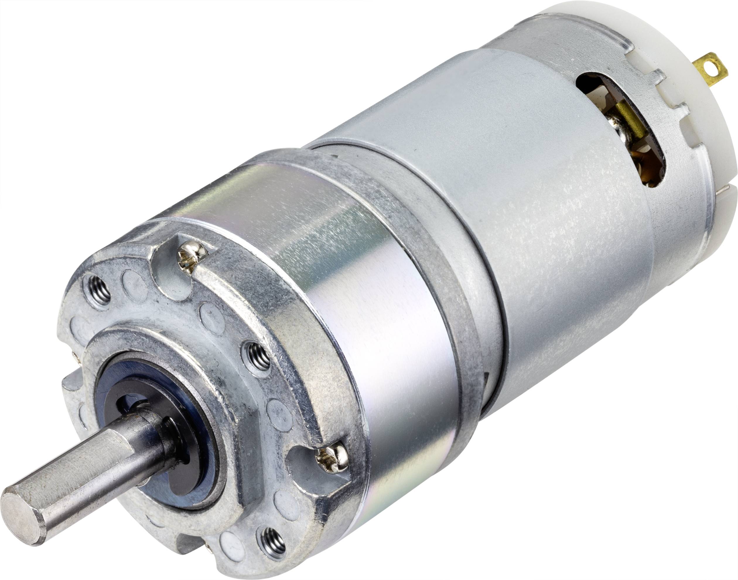 Ein zylindrischer Elektromotor mit Metallgehäuse und sichtbarer Welle, oft verwendet in mechanischen und elektronischen Anwendungen.
