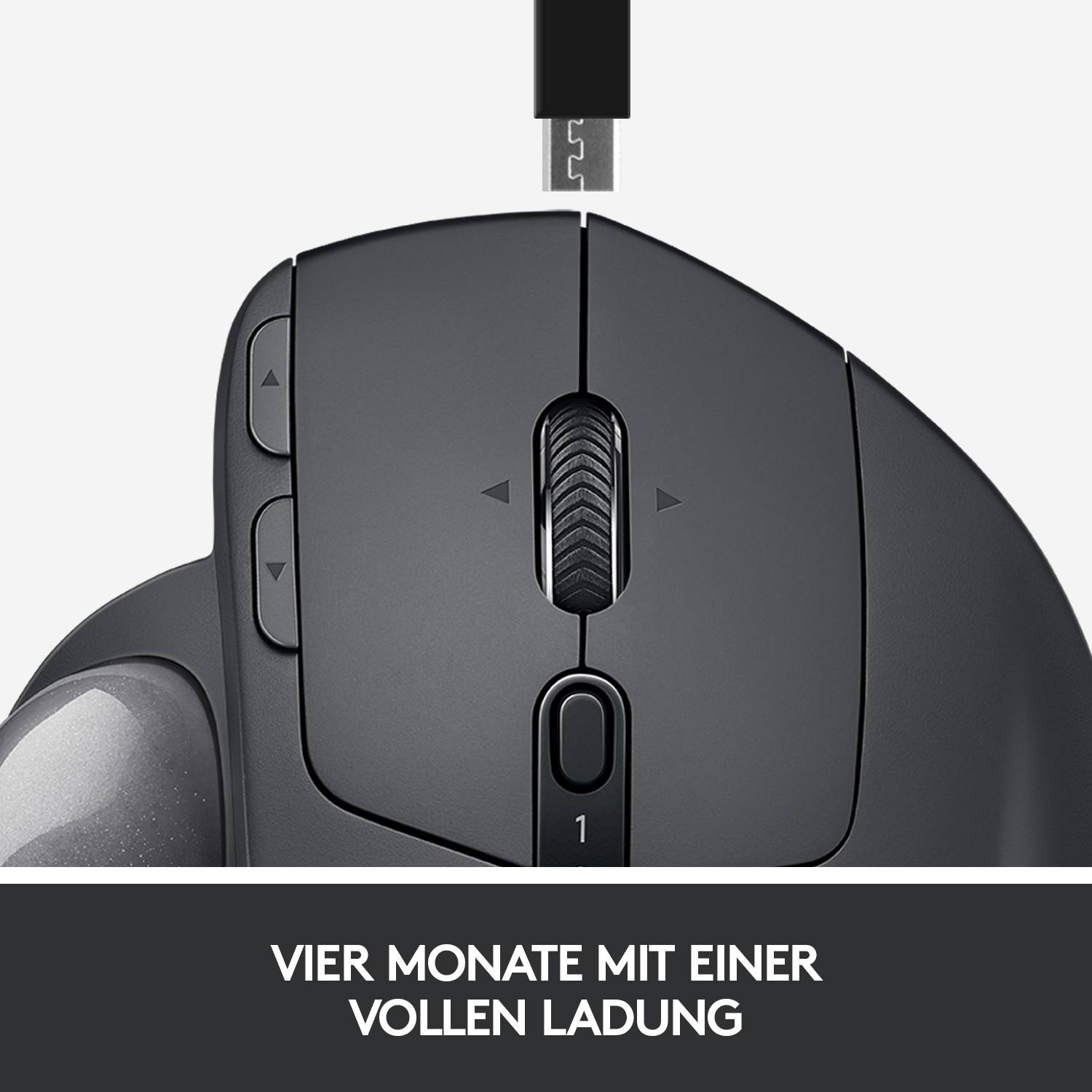 Logitech MX Ergo Trackball Bluetooth®, Funk Optisch Schwarz 8 Tasten 380 dpi Ergonomisch, Integrierter Trackball, Wiederaufladbar