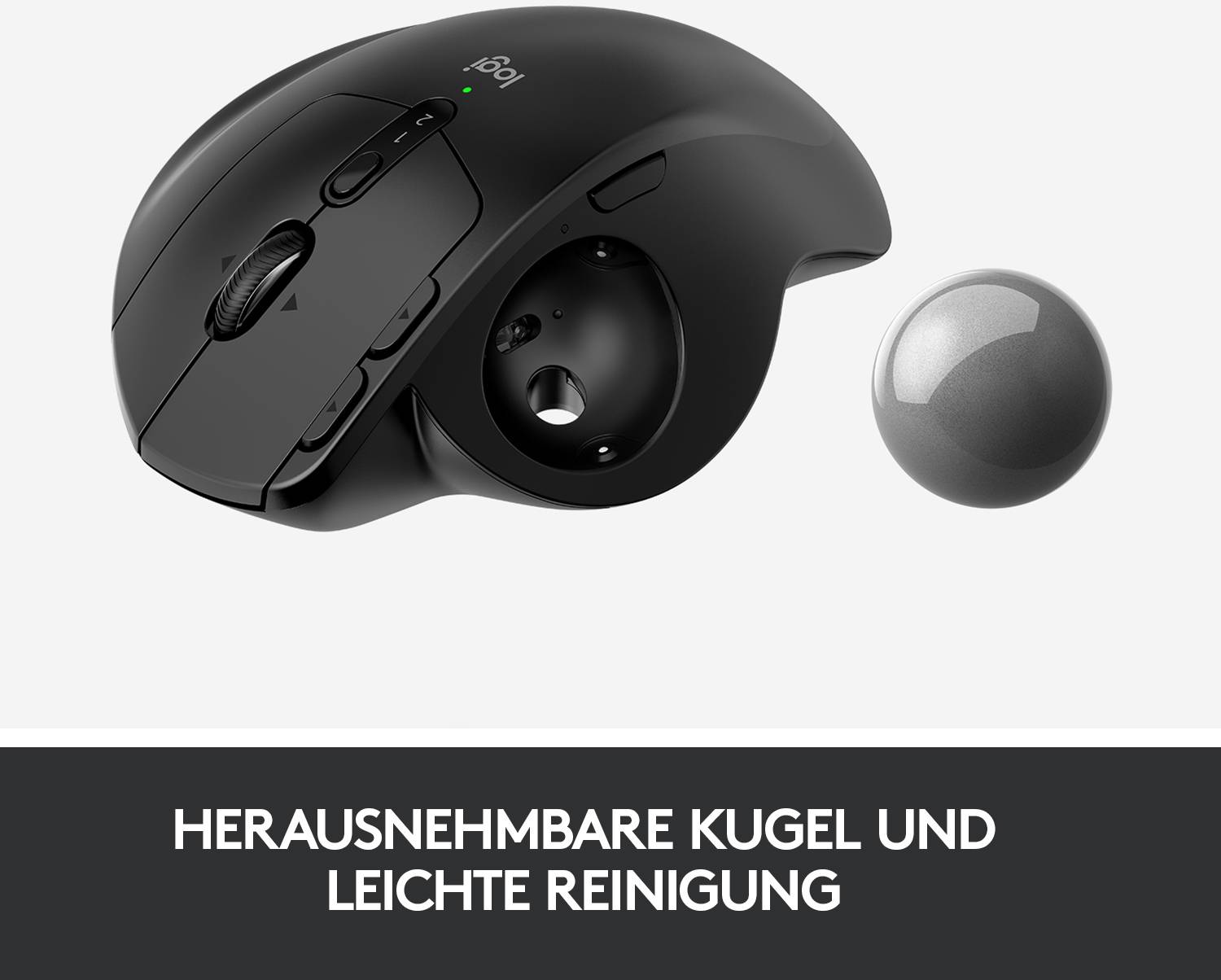 Logitech MX Ergo Trackball Bluetooth®, Funk Optisch Schwarz 8 Tasten 380 dpi Ergonomisch, Integrierter Trackball, Wiederaufladbar