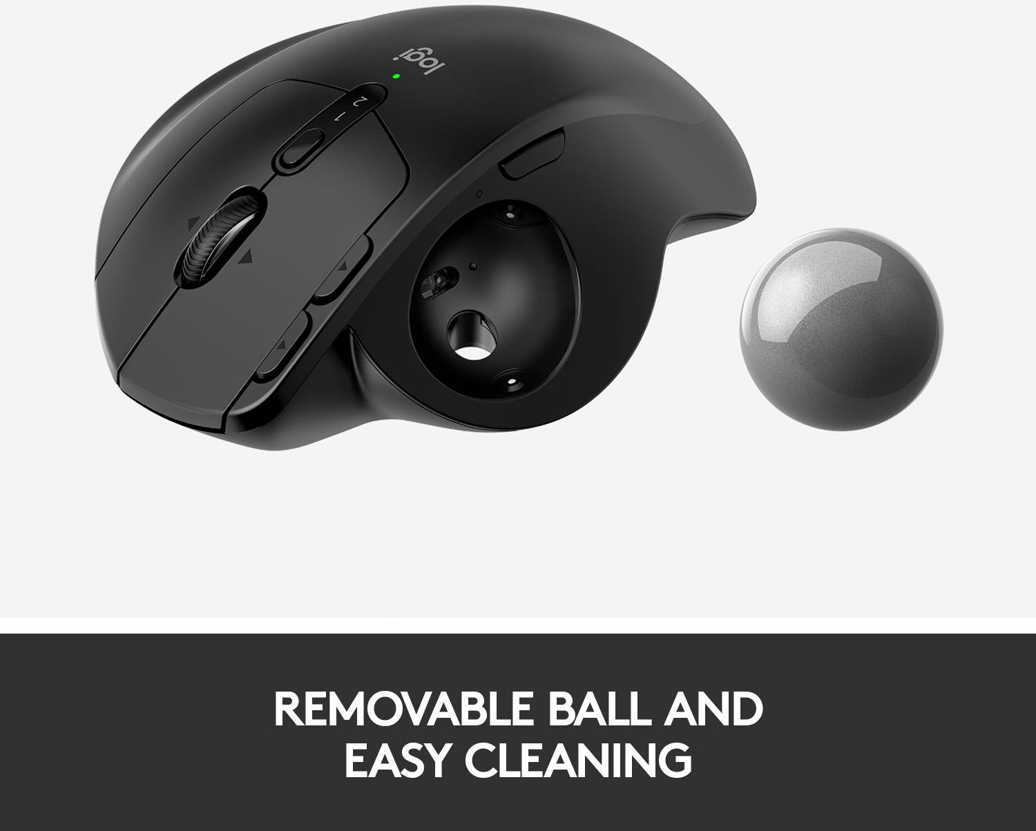 Logitech MX Ergo Trackball Bluetooth®, Funk Optisch Schwarz 8 Tasten 380 dpi Ergonomisch, Integrierter Trackball, Wiederaufladbar