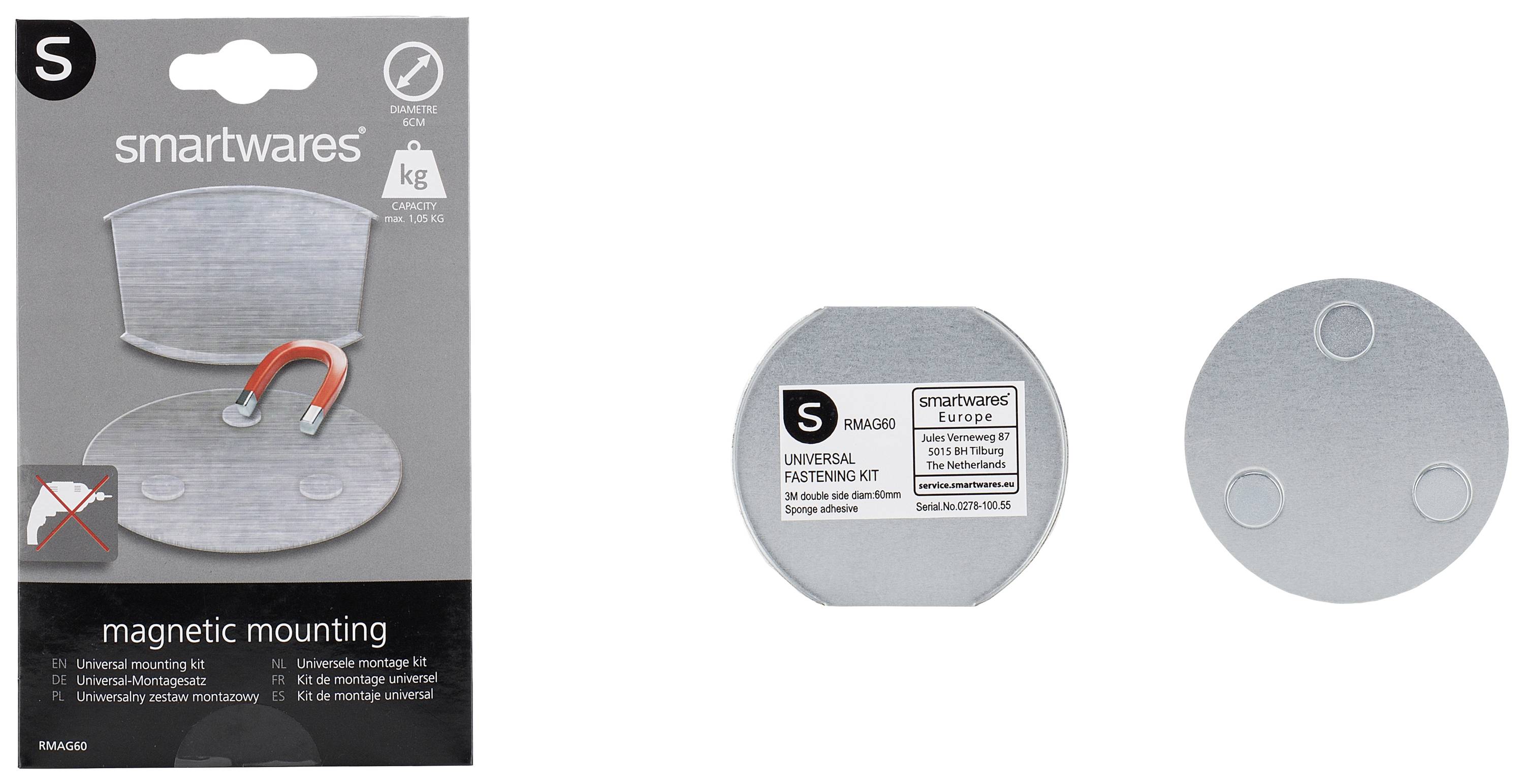 Smartwares RMAG60 Magnet-Befestigung für Rauchwarnmelder Mini (Ø x H) 60 mm x 5 mm