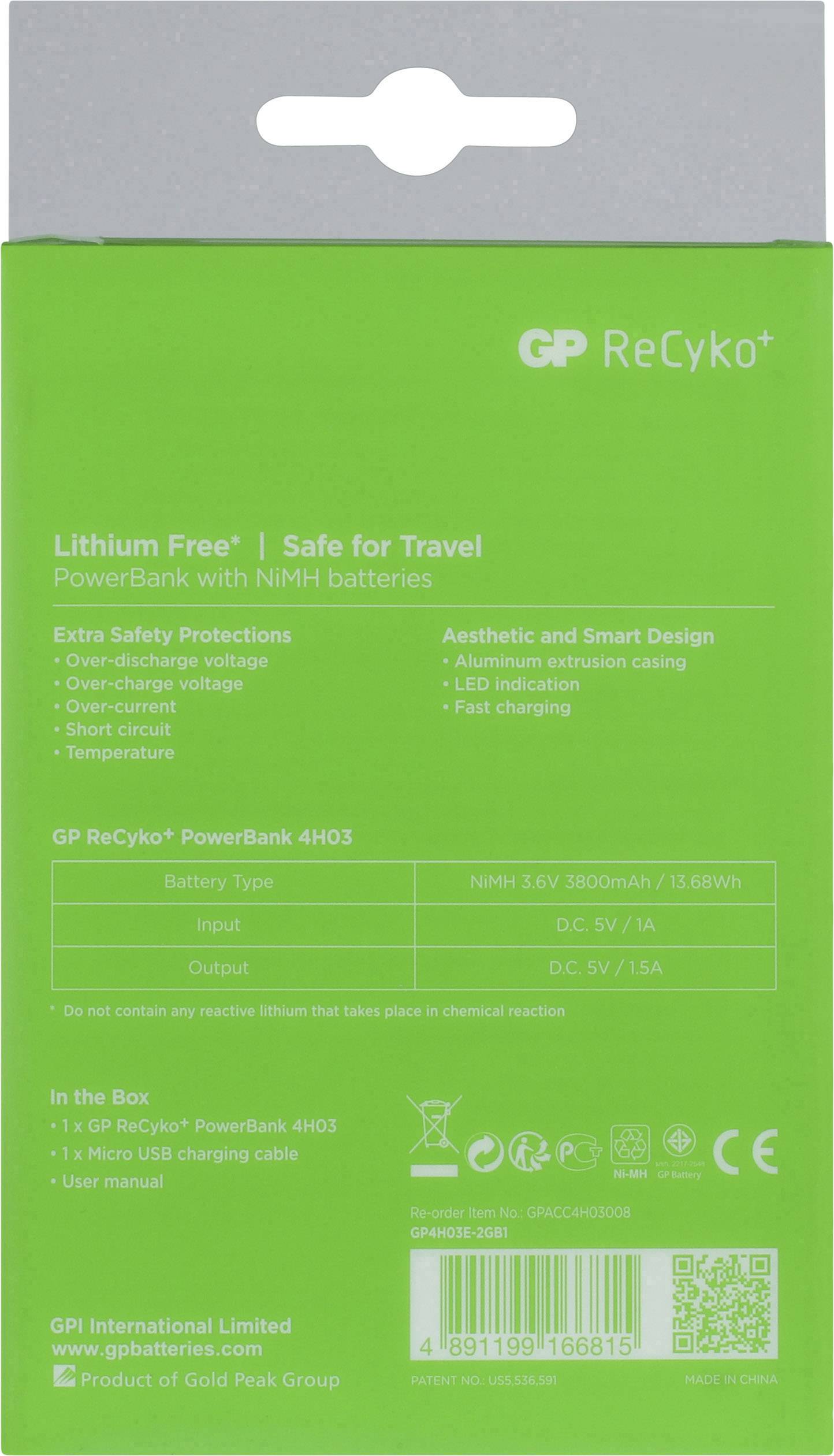 GP Batteries Travo Safe 4H03 Powerbank 3800 mAh NiMH Anthrazit