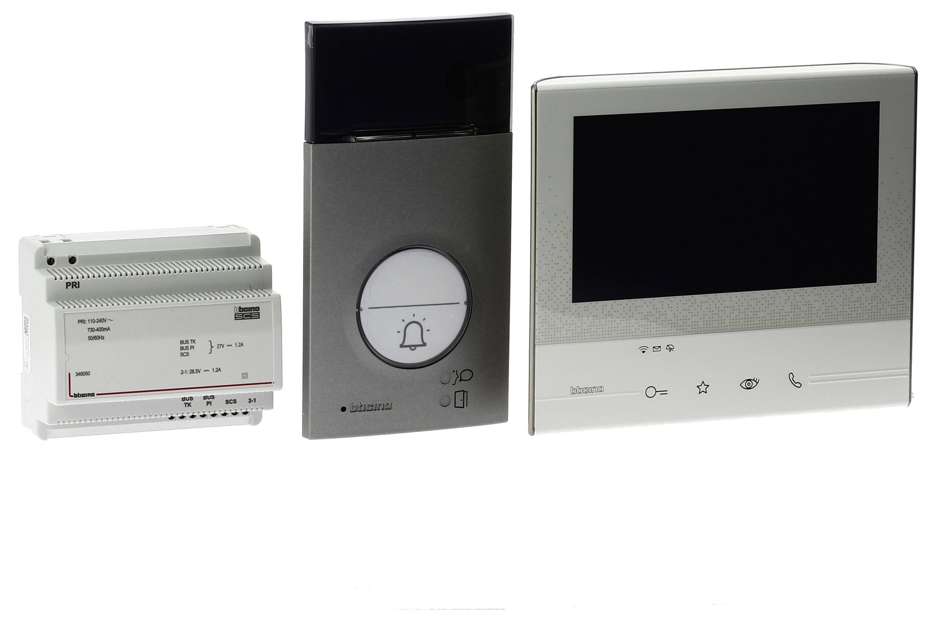 Legrand FLEX VIDEO LINEA3000 + X13E Video-Türsprechanlage 2-Draht, WLAN 2-Drahtübertrager, Netzteil, Komplett-Set 1 Familienhaus