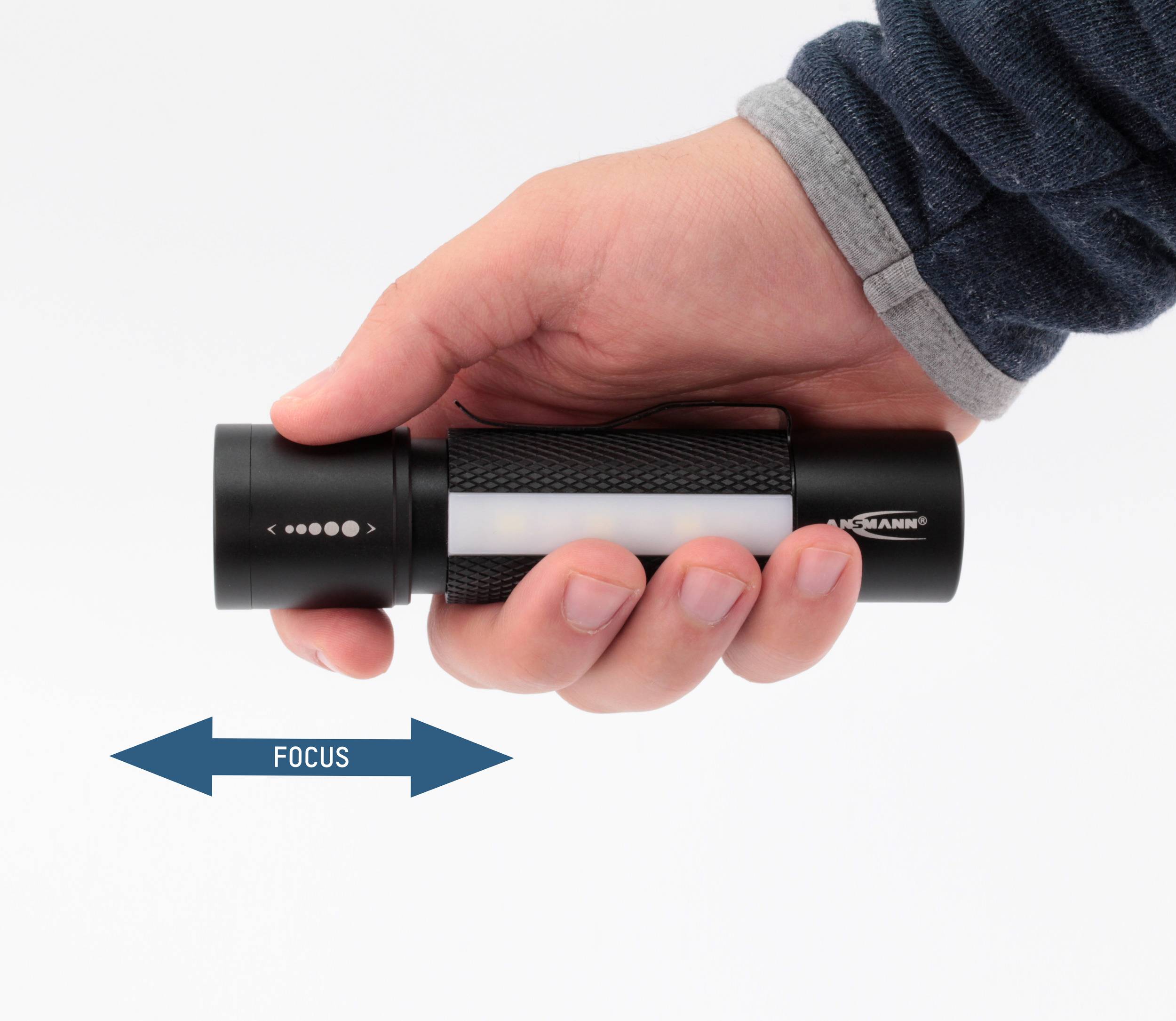 Ansmann Future Multi 3in1 LED Taschenlampe mit Gürtelclip batteriebetrieben 180 lm 183 g