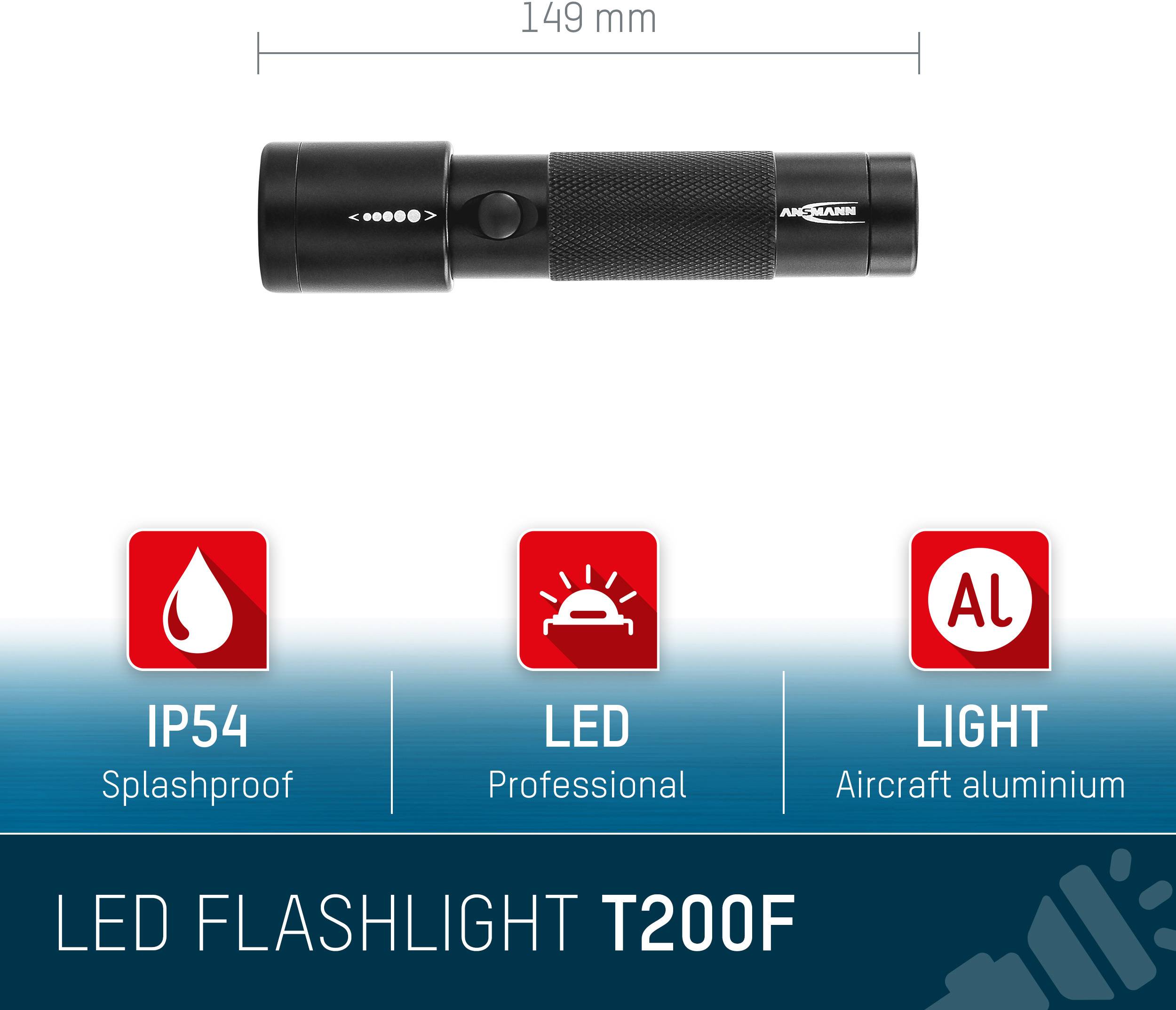 Ansmann Future T200F LED Taschenlampe mit Handschlaufe batteriebetrieben 200 lm 146 g