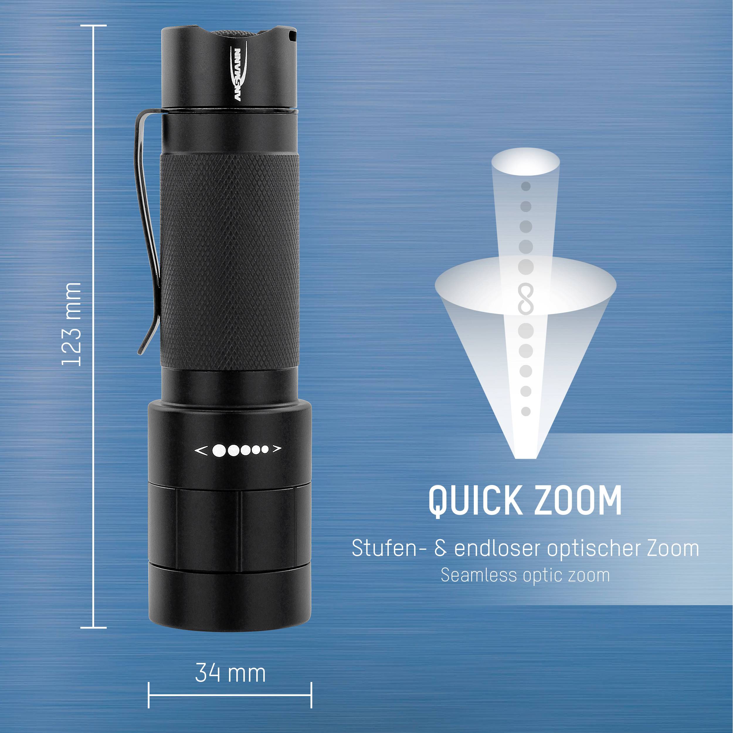 Ansmann M250F LED Taschenlampe mit Gürtelclip, mit Handschlaufe batteriebetrieben 260 lm 157 g