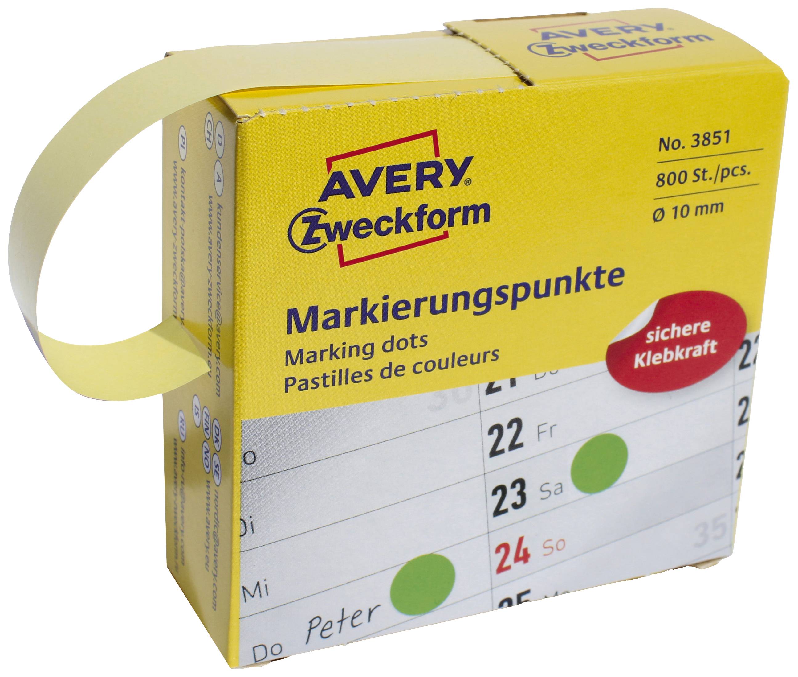 Avery-Zweckform 3851 Markierungspunkte Etiketten Ø 10mm Grün 800 St. Permanent haftend Papier