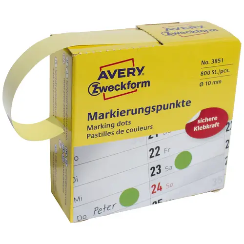 Avery-Zweckform 3851 Markierungspunkte Etiketten Ø 10mm Grün 800 St. Permanent haftend Papier Avery-Zweckform 3851 Markierungspunkte Etiketten Ø 10mm Grün 800 St. Permanent haftend Papier