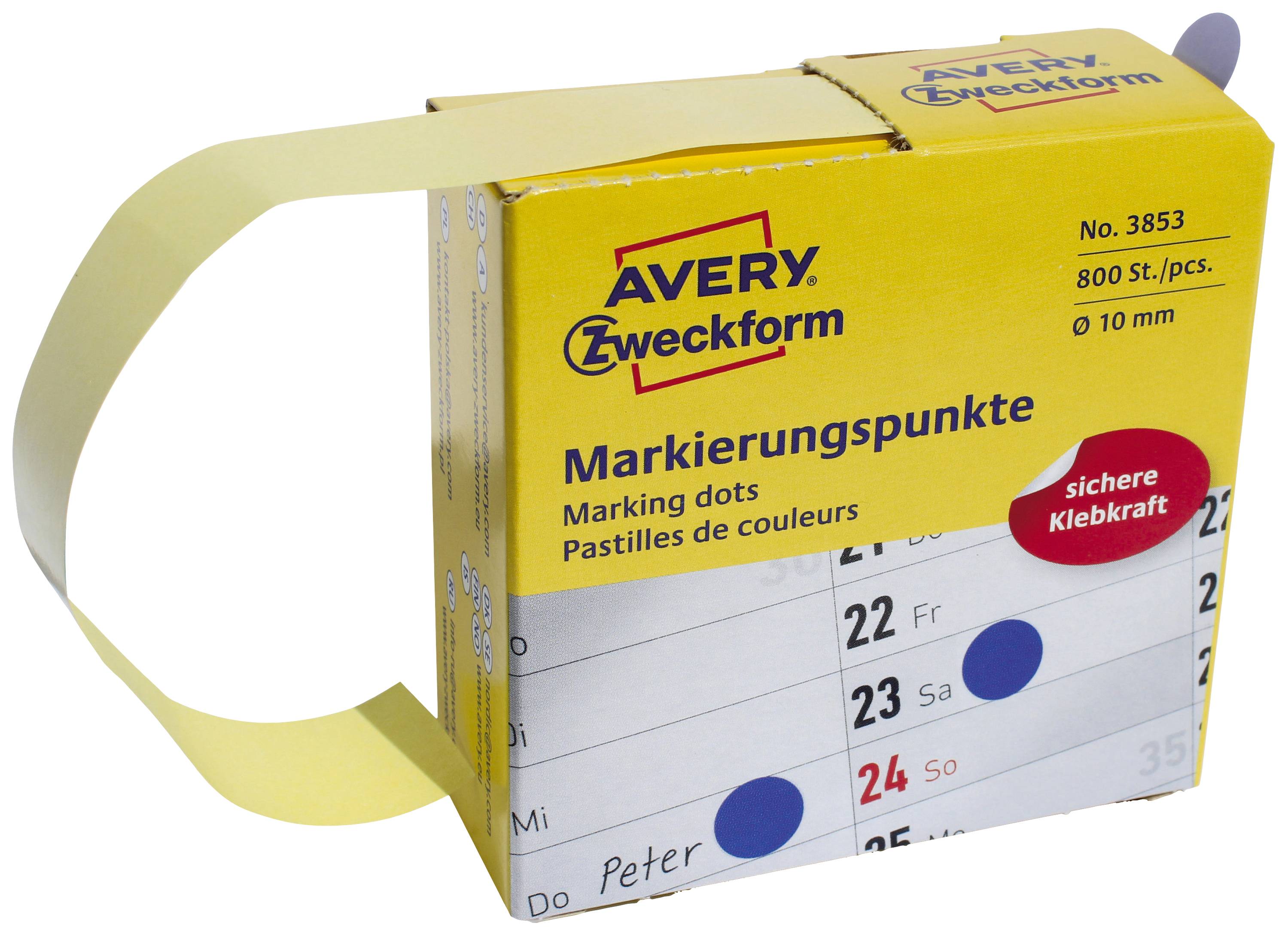 Avery-Zweckform 3853 Markierungspunkte Etiketten Ø 10mm Blau 800 St. Permanent haftend Papier