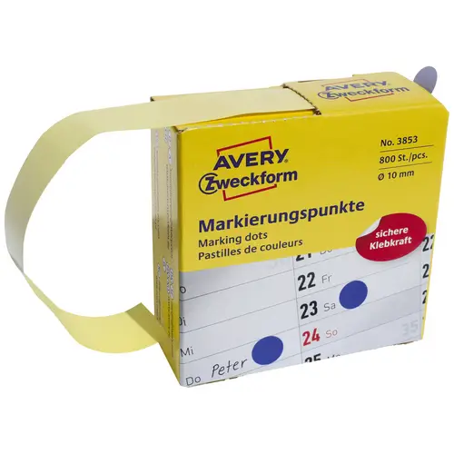 Avery-Zweckform 3853 Markierungspunkte Etiketten Ø 10mm Blau 800 St. Permanent haftend Papier Avery-Zweckform 3853 Markierungspunkte Etiketten Ø 10mm Blau 800 St. Permanent haftend Papier