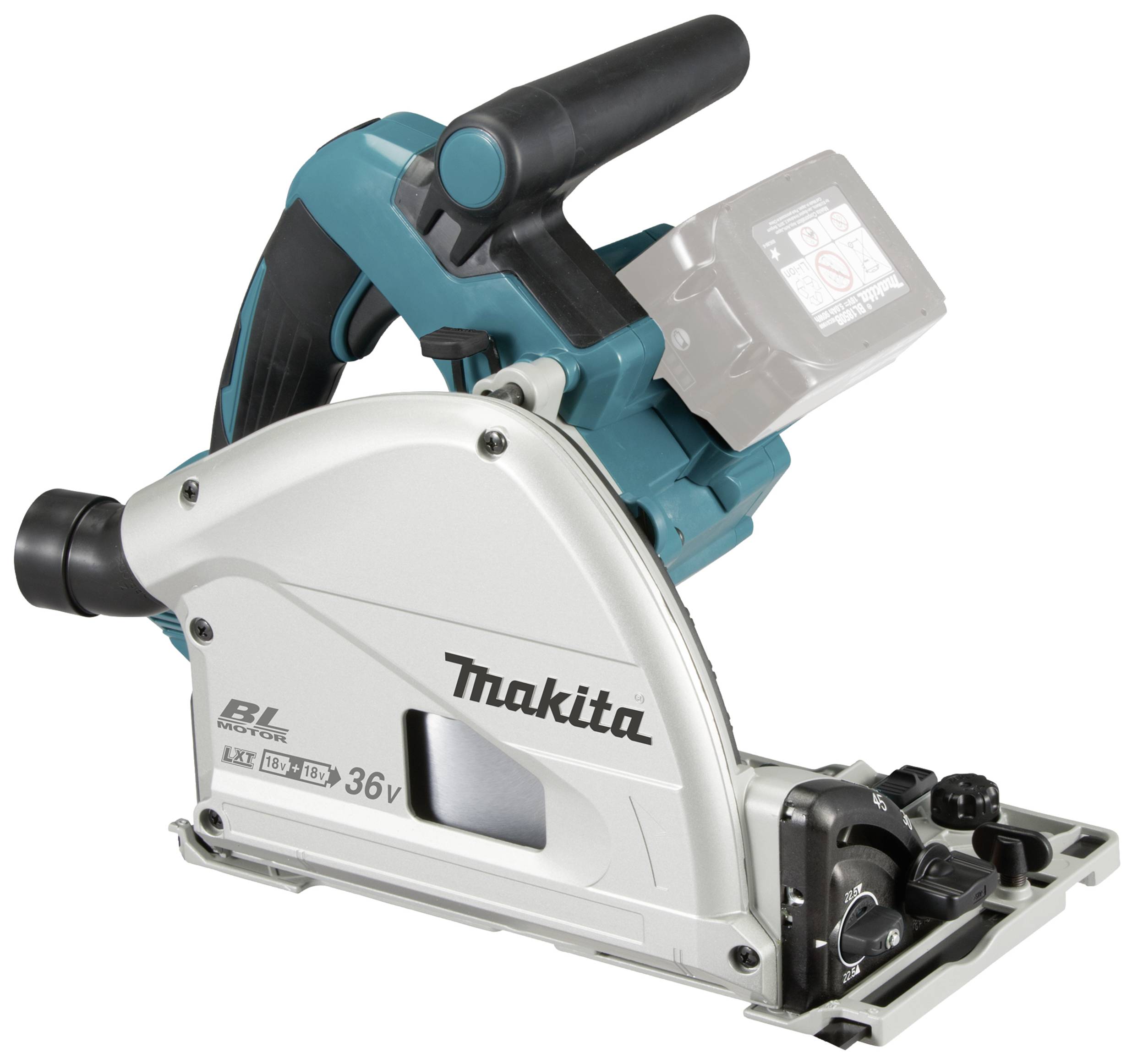 Handkreissäge von Makita mit Akkuantrieb, geeignet für präzise Holzzuschnitte auf Baustellen oder in Werkstätten.