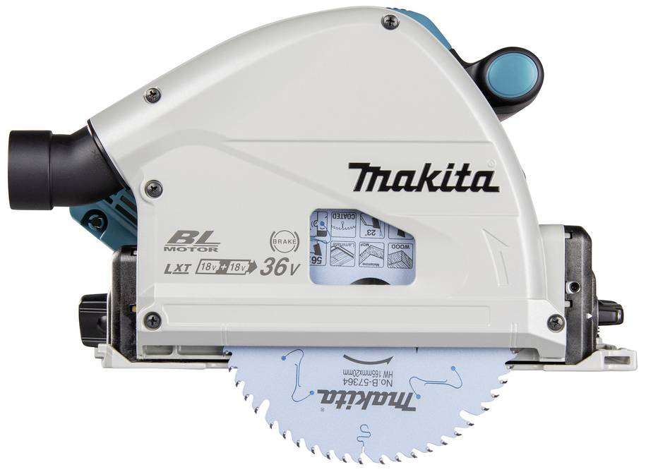 Handgeführte Kreissäge von Makita, Modell mit BL-Motor und 18V 36V Spannung.
