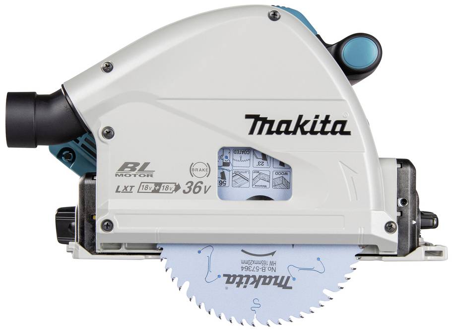 Akkubetriebene Tauchsäge von Makita mit BL-Motor, geeignet für präzises Schneiden. Betriebsart: 18V x2, Gesamtleistung: 36V.
