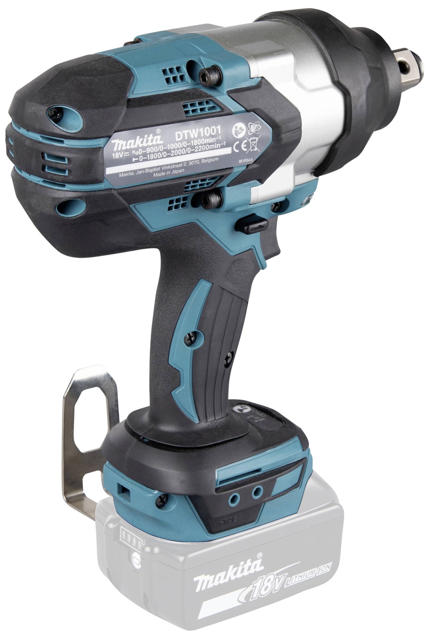 Ein kabelloser Schlagschrauber von Makita mit blau-schwarzem Gehäuse, geeignet für robuste Montagearbeiten.