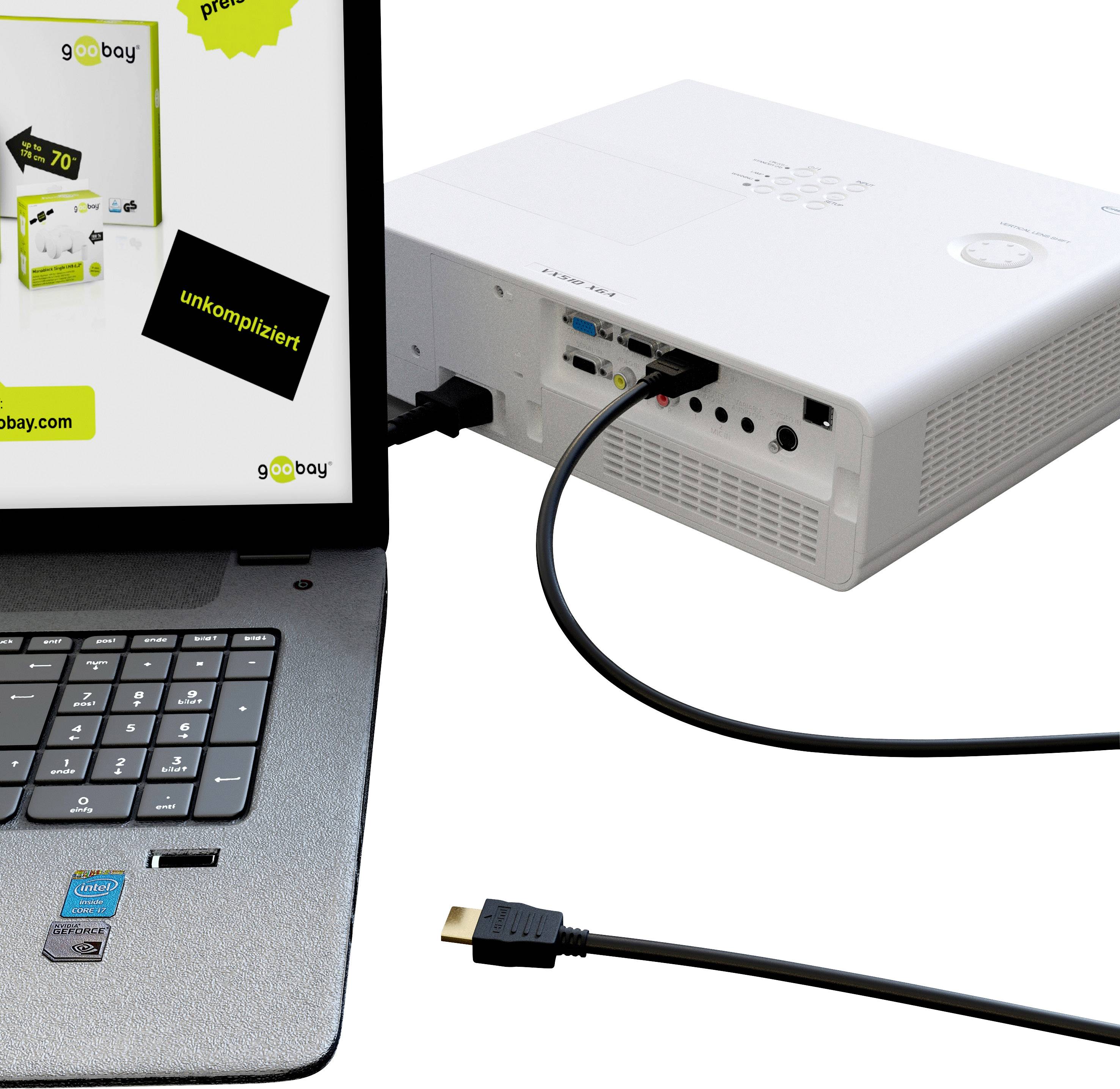 Goobay HDMI Anschlusskabel HDMI-A Stecker, HDMI-A Stecker 2.00 m Schwarz 38517 vergoldete Steckkontakte HDMI-Kabel